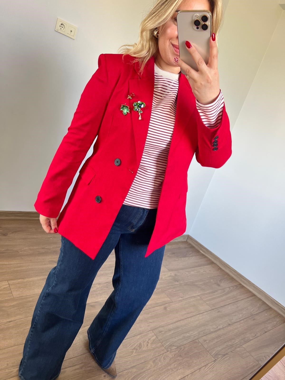 İnce Kumaş Blazer Ceket (Kırmızı) 