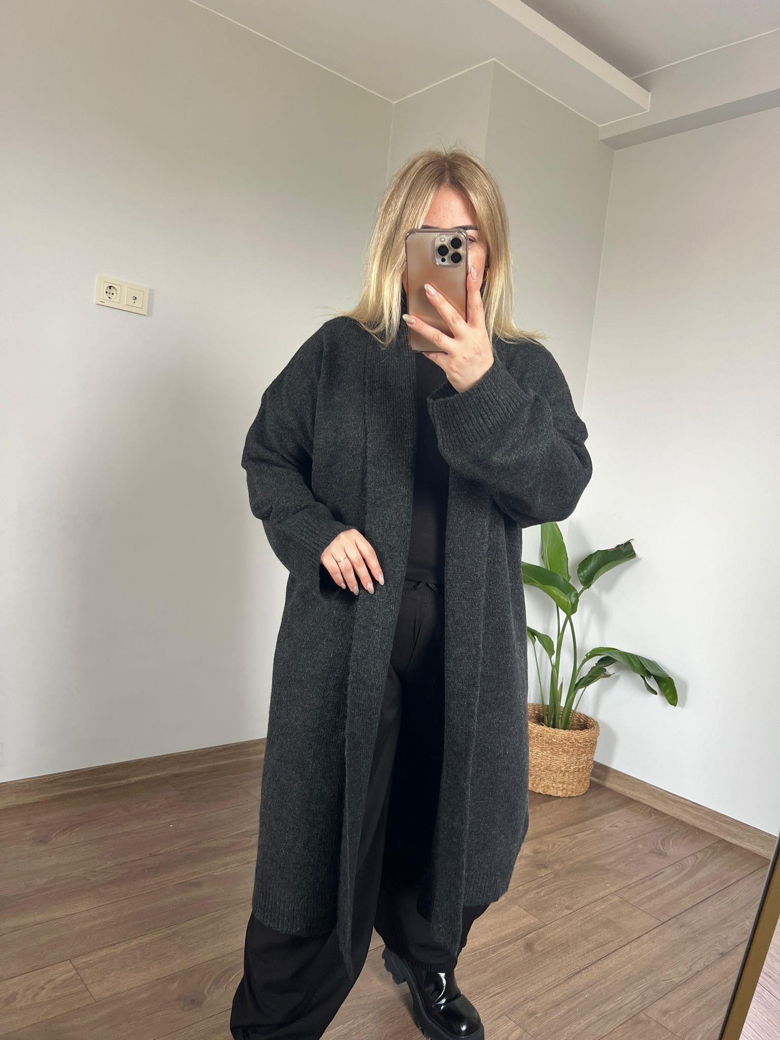 Maxi Triko Hırka (Antrasit) 
