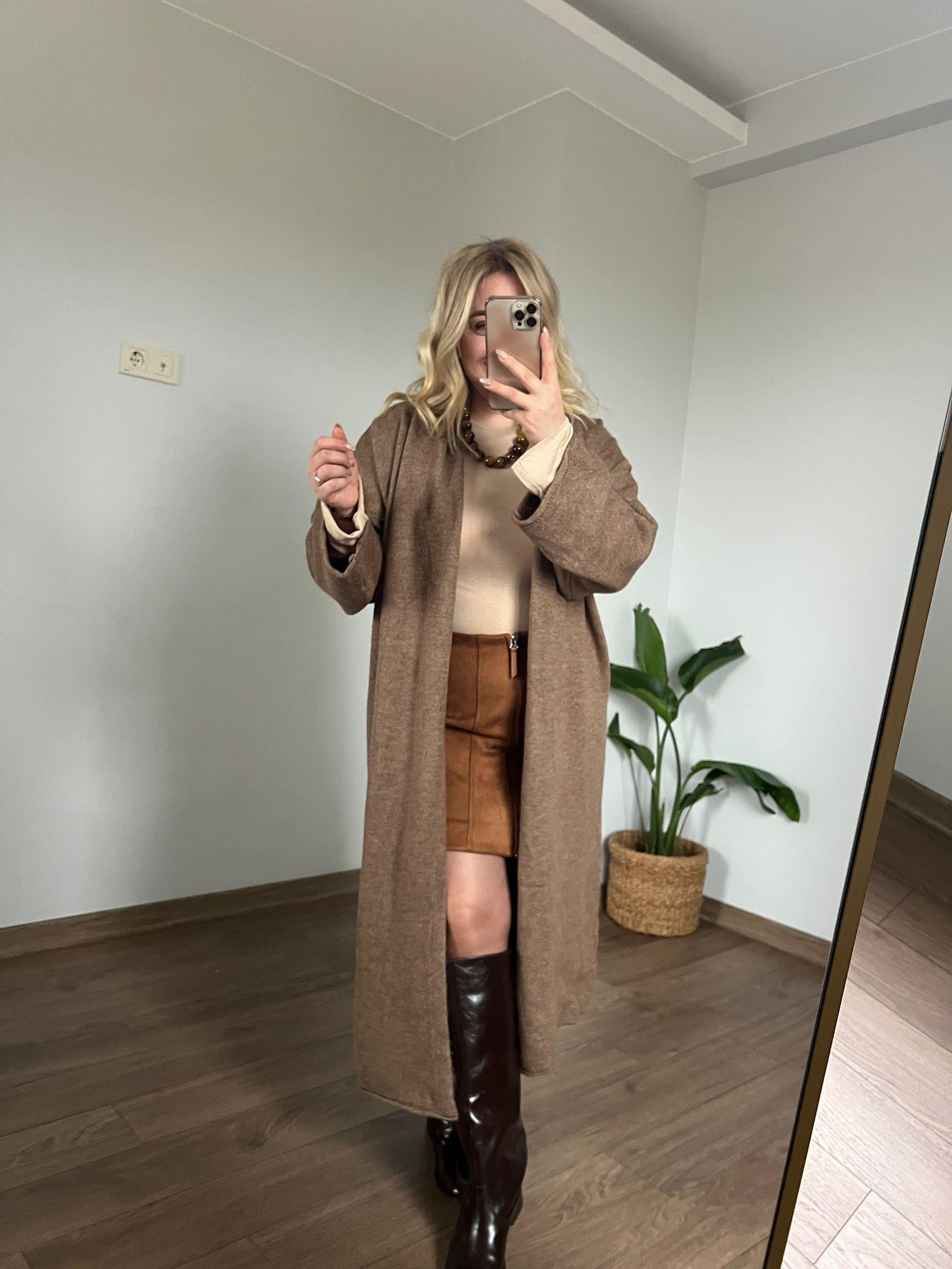 Maxi Triko Hırka (Camel) 