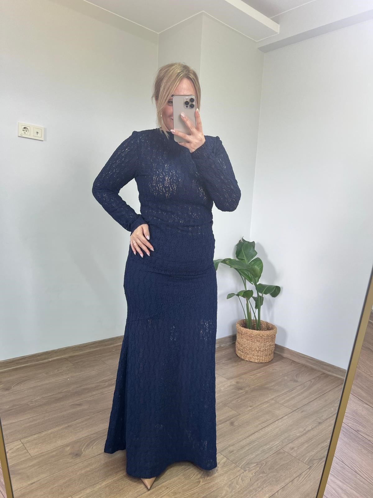 Orijina Marka Dantel Bluz (Lacivert)