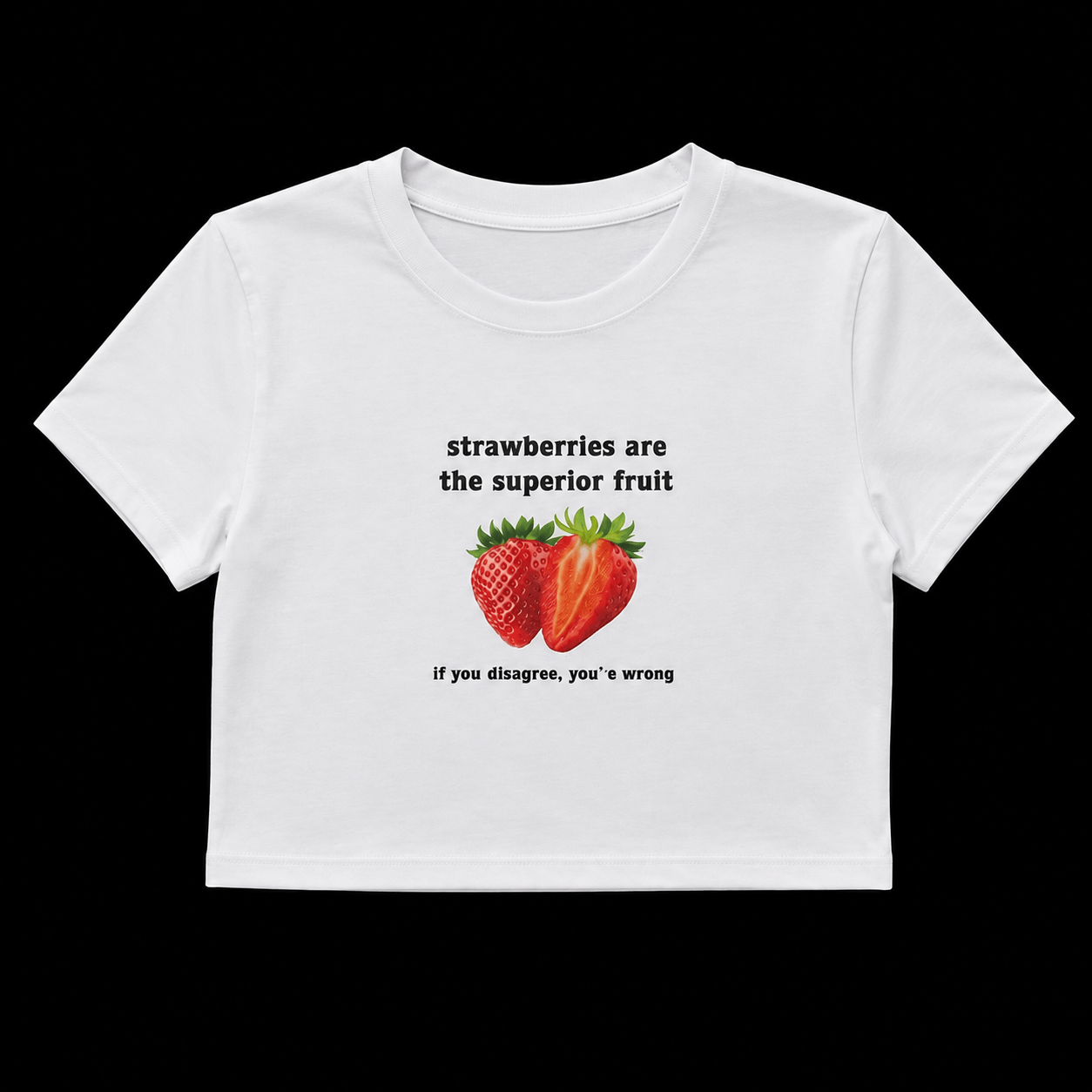 Önü Çilek Baskılı Kısa Tshirt 