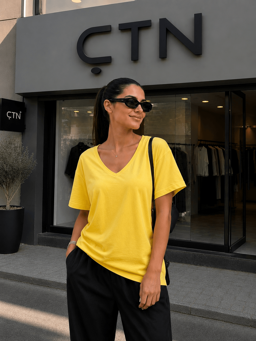 V Yaka Oversize Tshirt 
