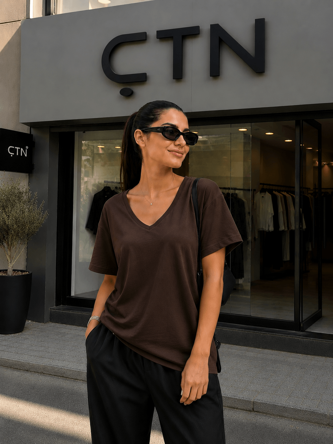 V Yaka Oversize Tshirt 