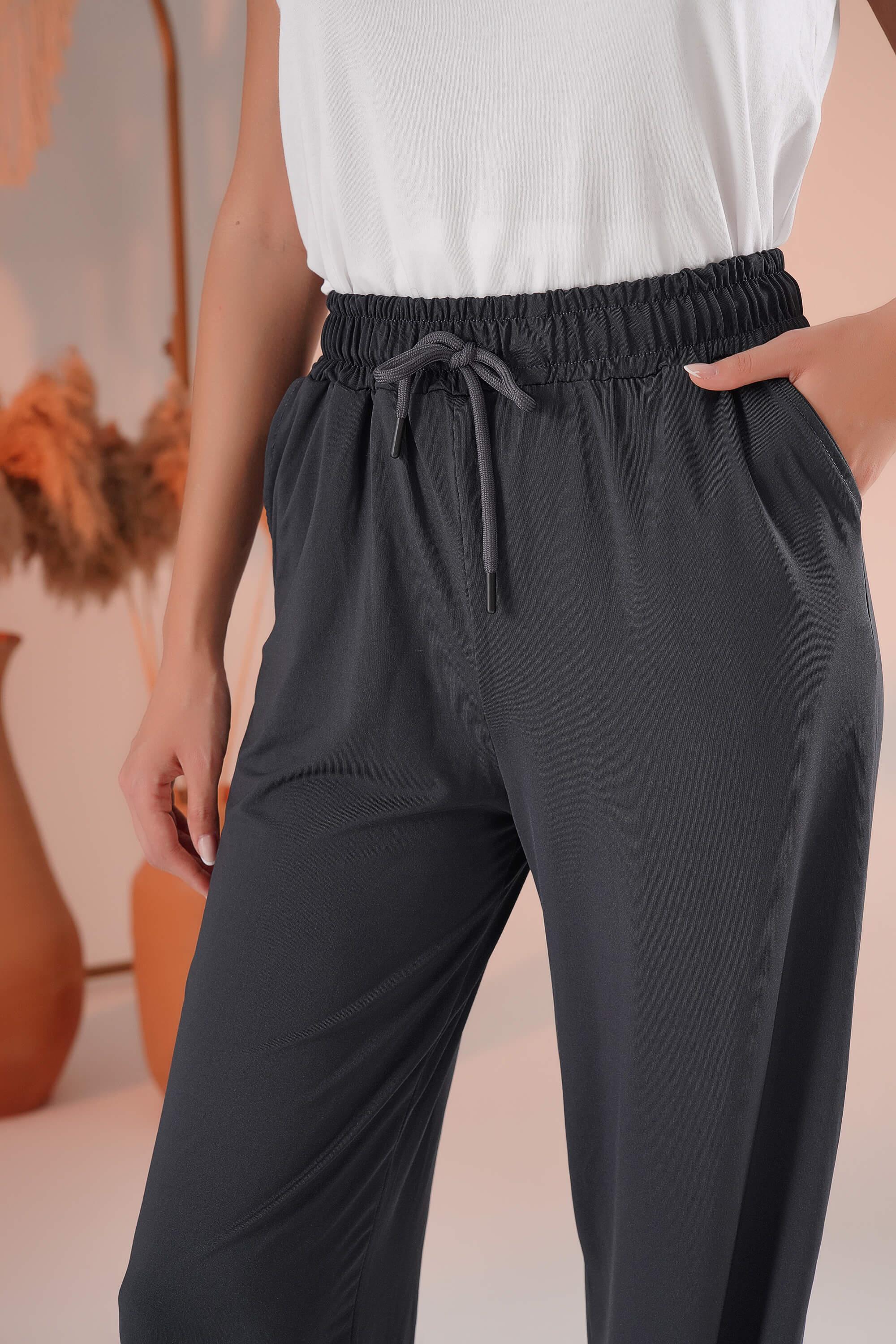 Yanı Yırtmaçlı Bol Paça Mikro Pantolon 