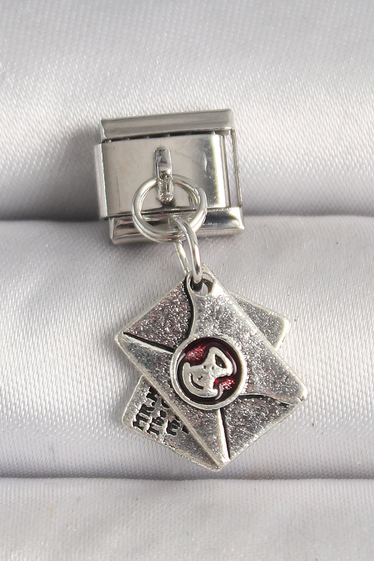316L Çelik Gümüş Renk Mektup Model Nomination Charm