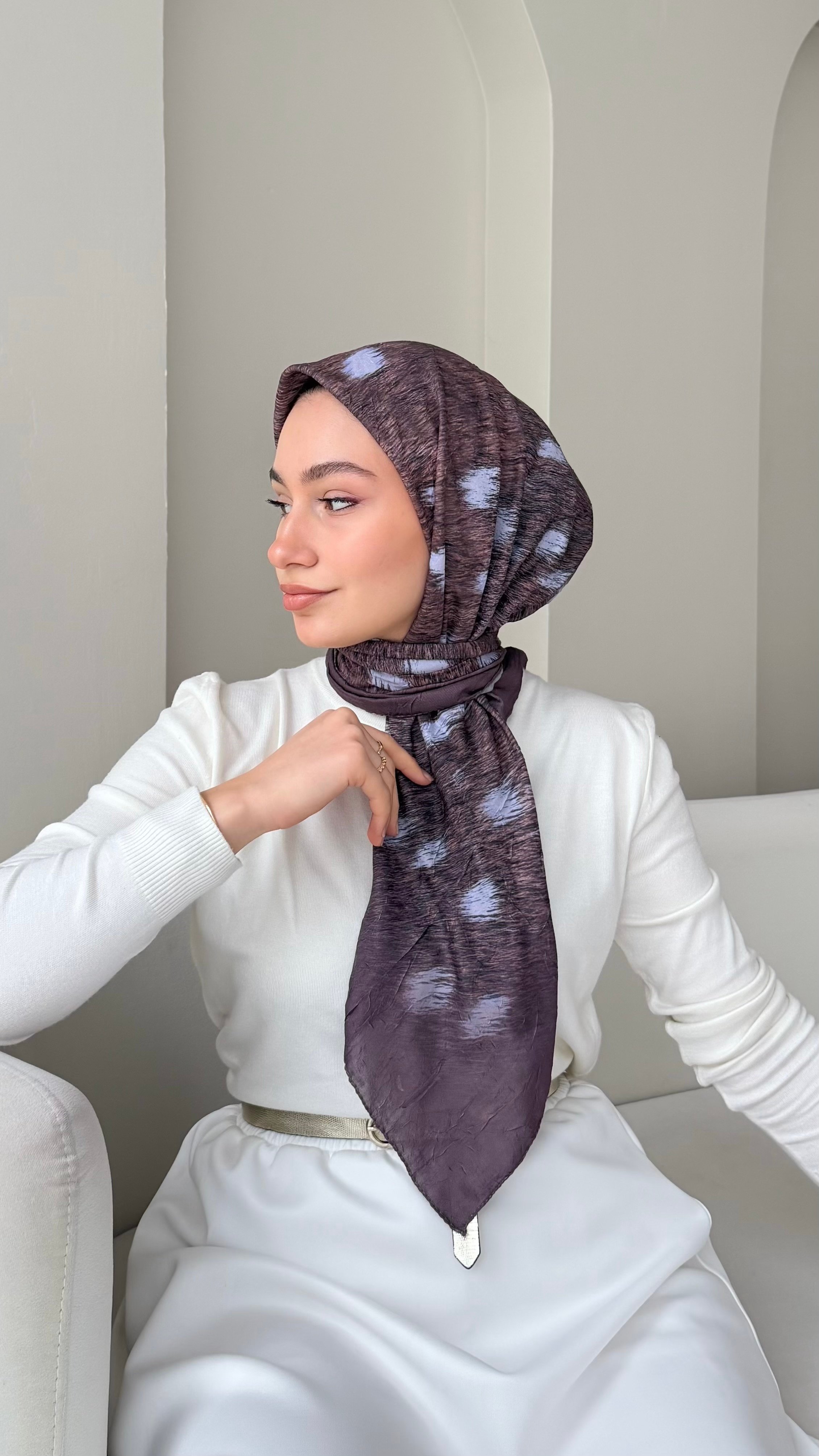 Bambi Bambu Kraş Eşarp - Pembemsi Vizon