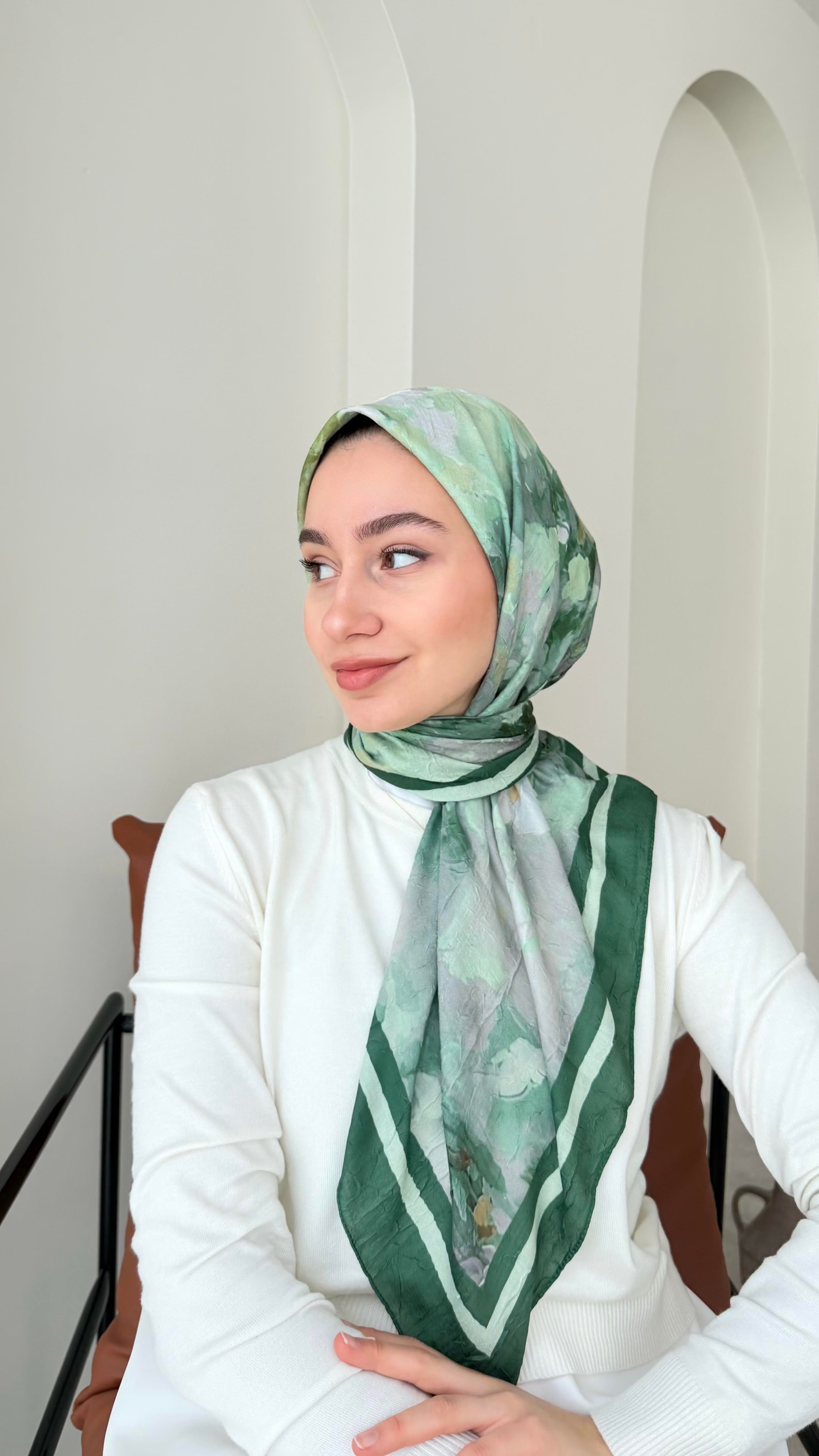 Batik Bambu Kraş Eşarp - Zümrüt Yeşili