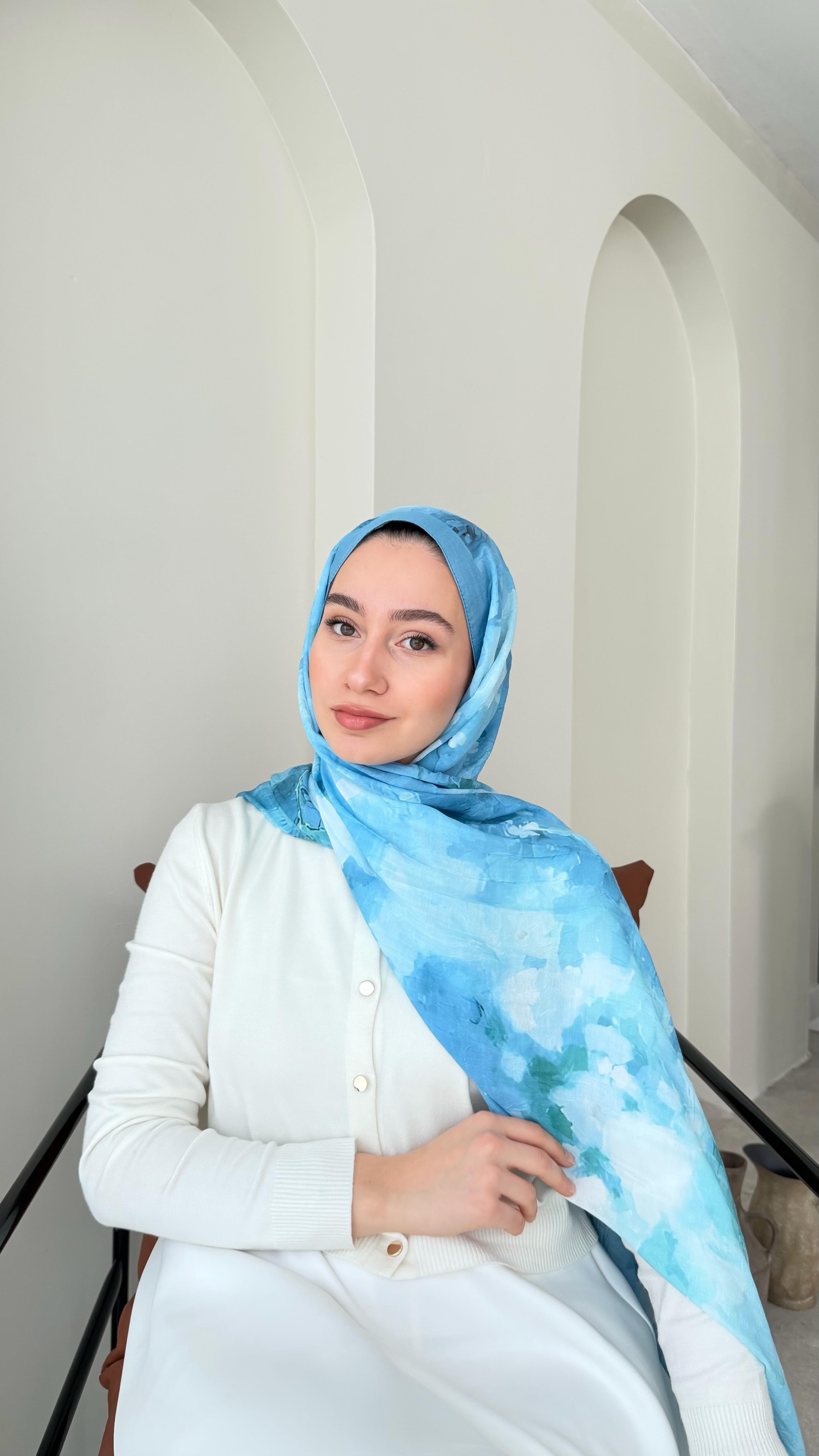 Batik Bambu Kraş Şal-Mavi