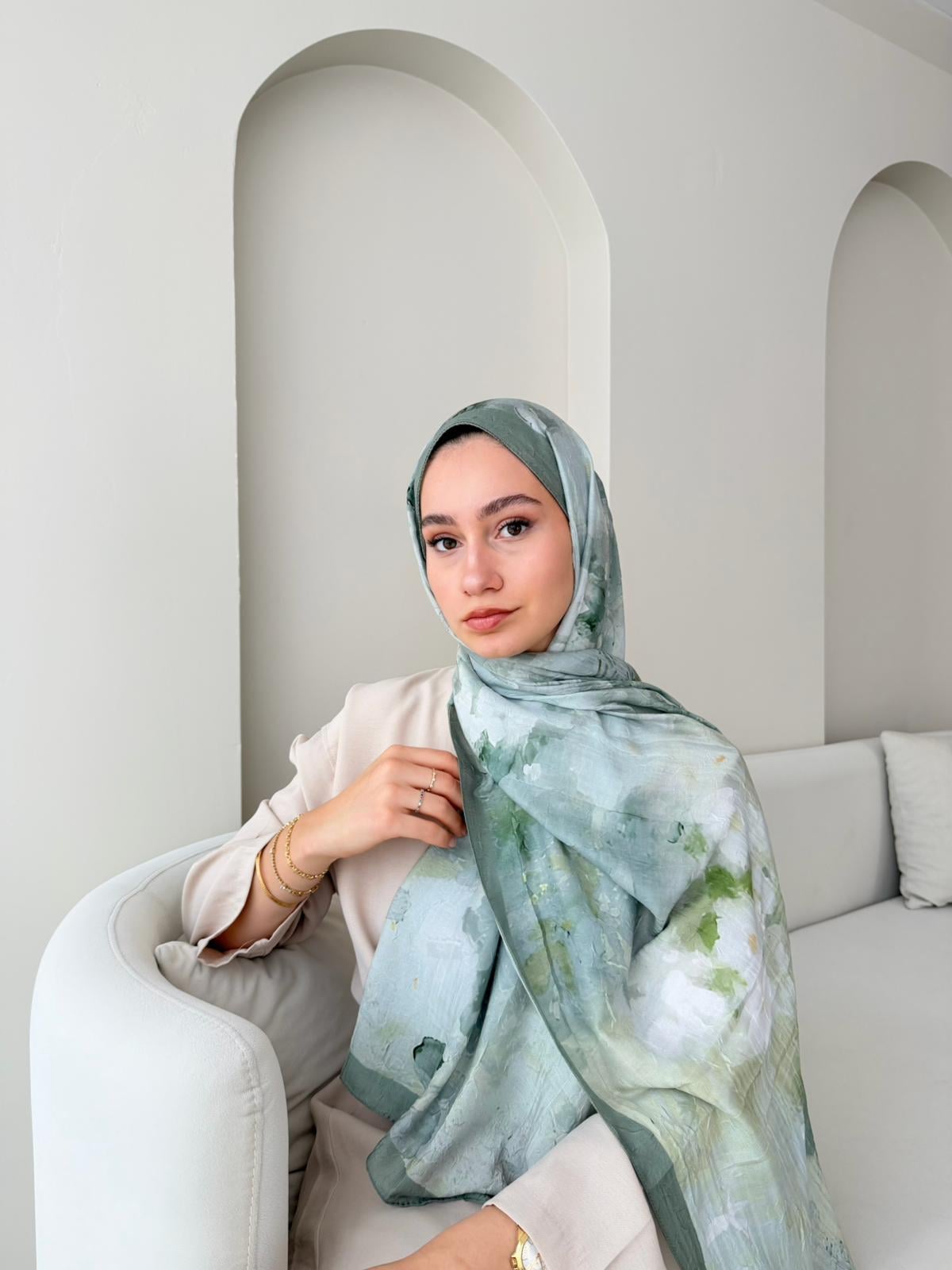Batik Bambu Kraş Şal-Mint Yeşili