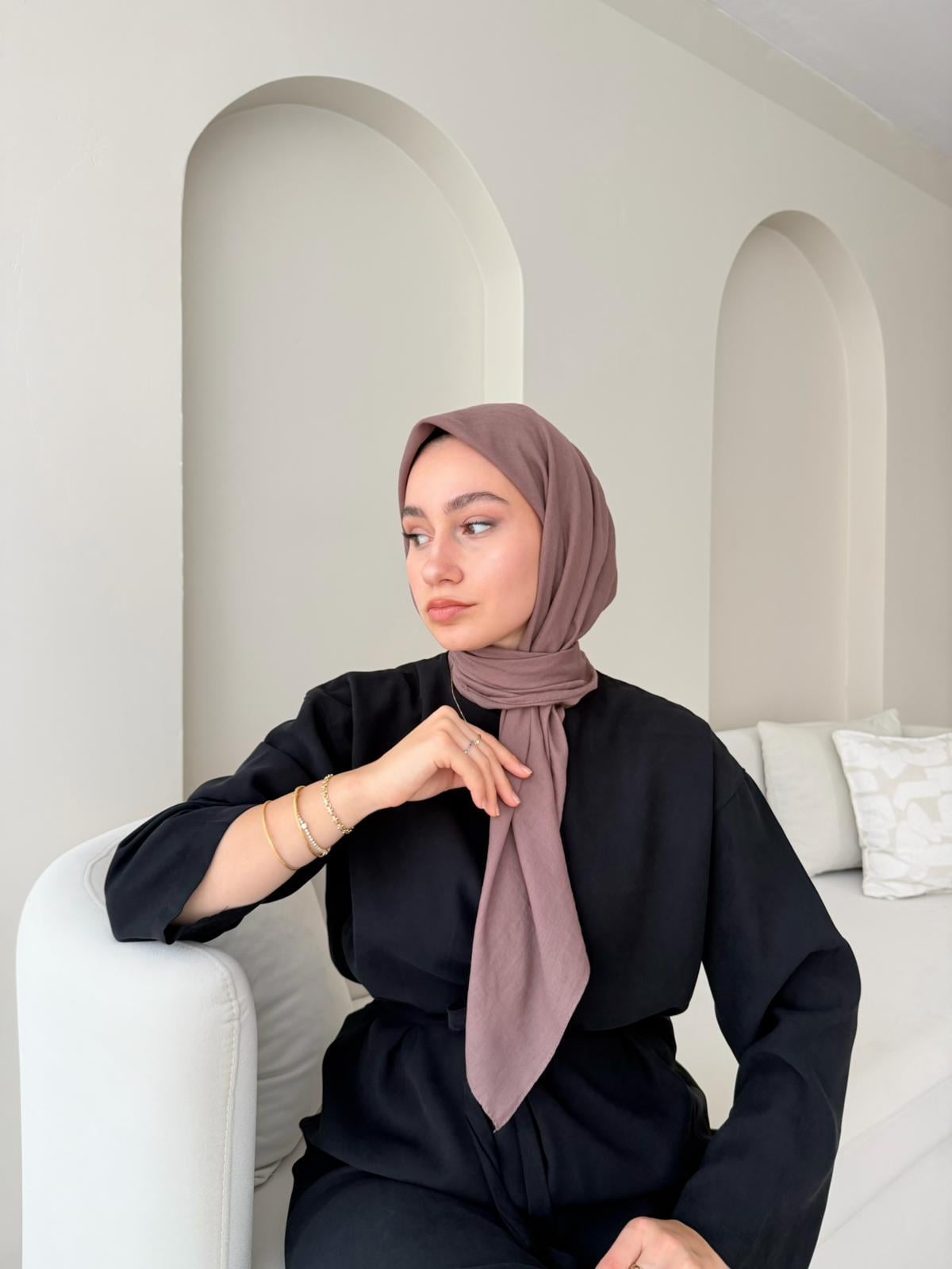 Lora Pamuk Eşarp - Pembemsi Vizon