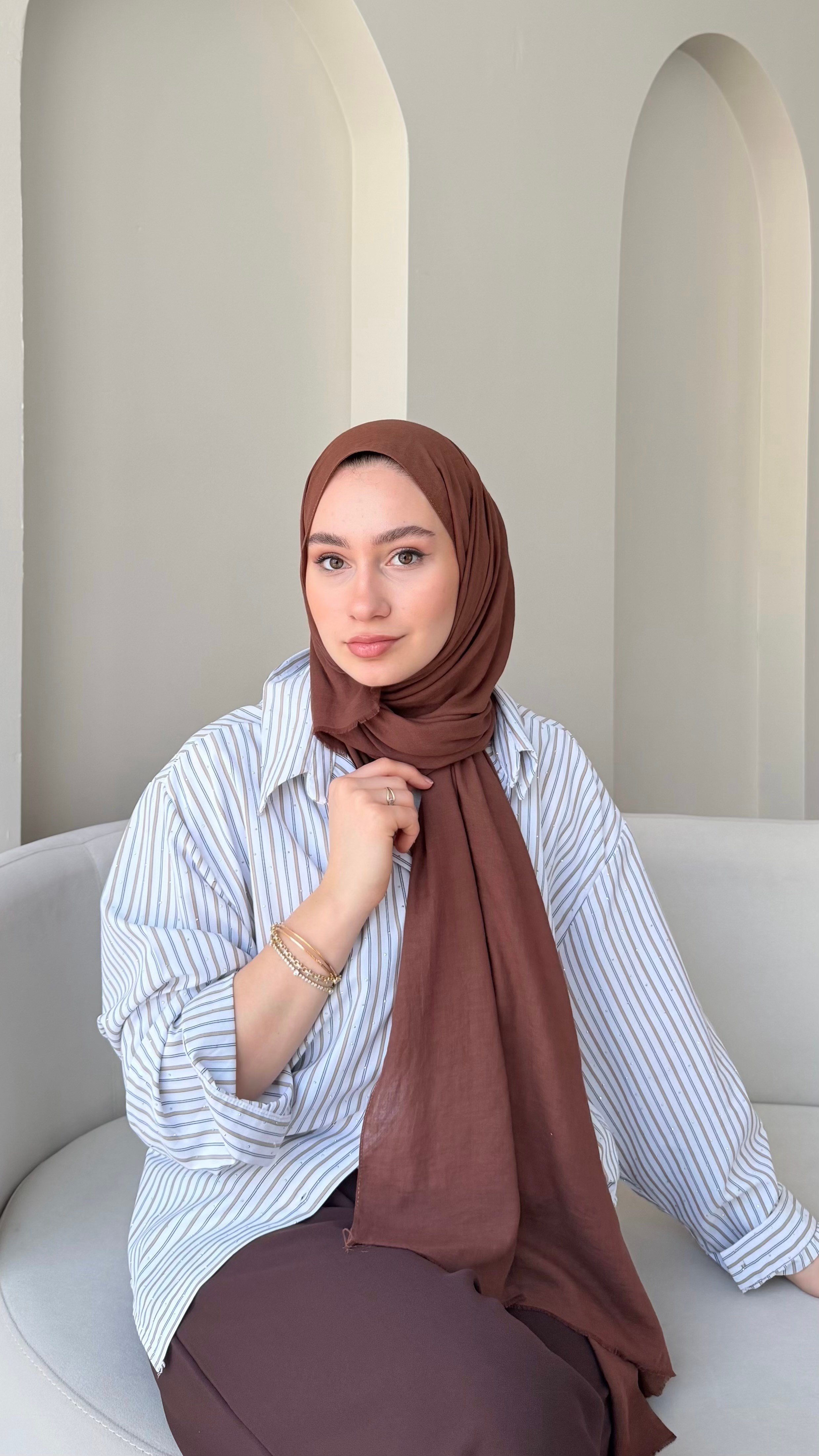 Lora Pamuk Şal - Kızılkahve