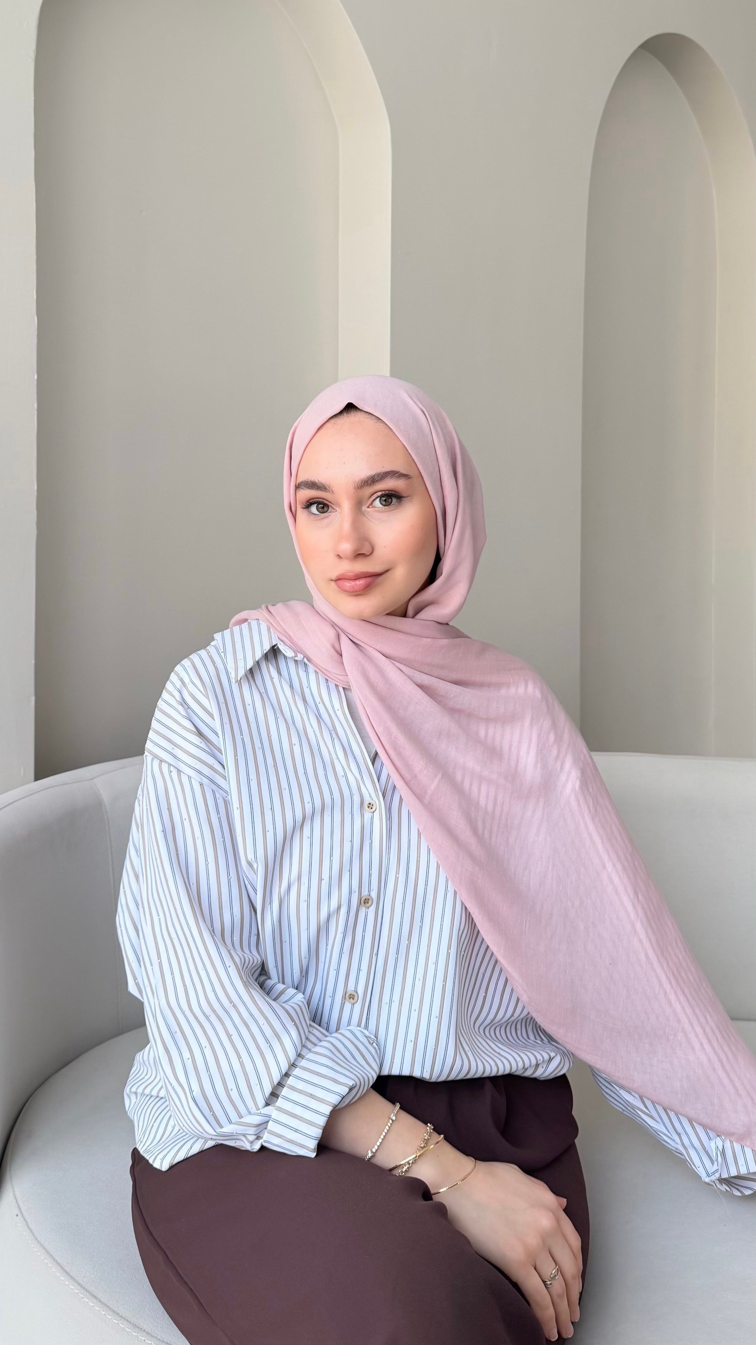 Lora Pamuk Şal - Toz Pembe