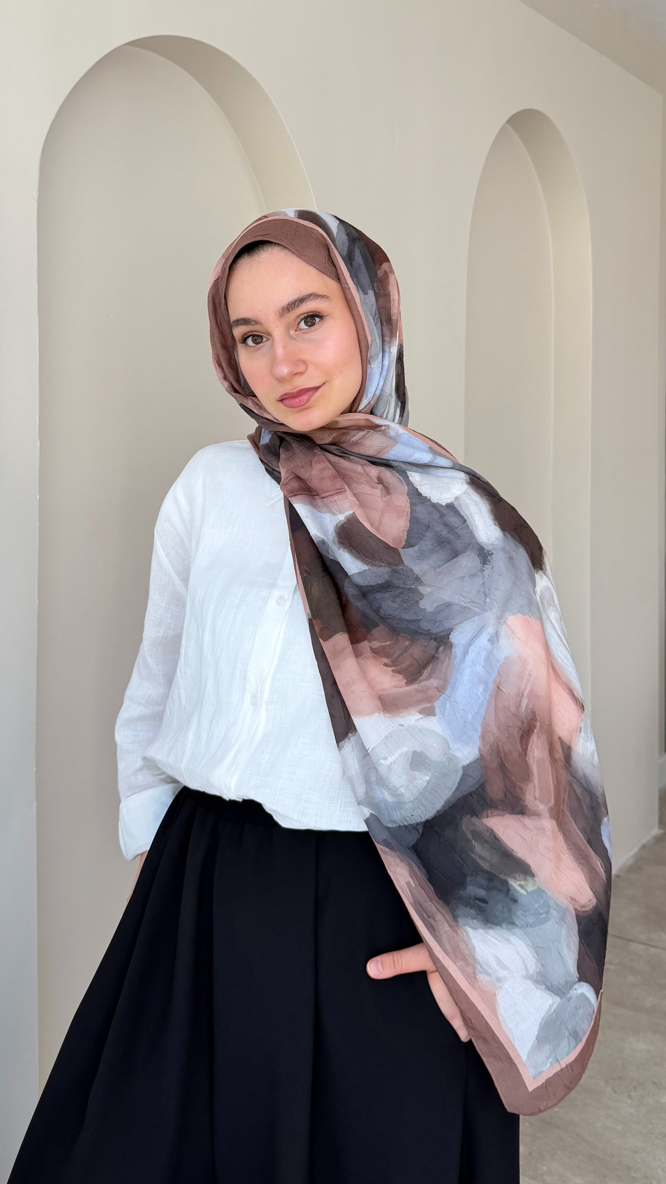 Mirel Bambu Kraş Şal - Kahve