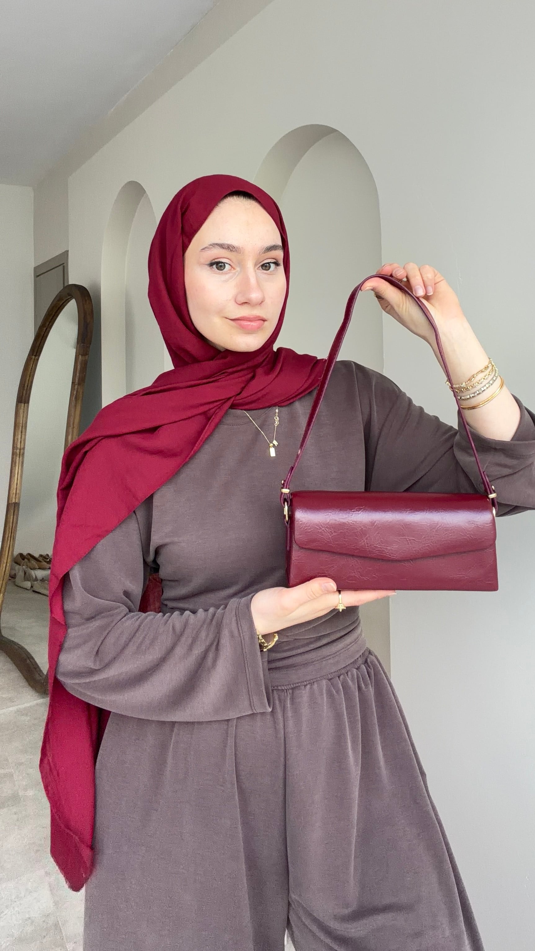 Mirle Omuz Çantası - Bordo