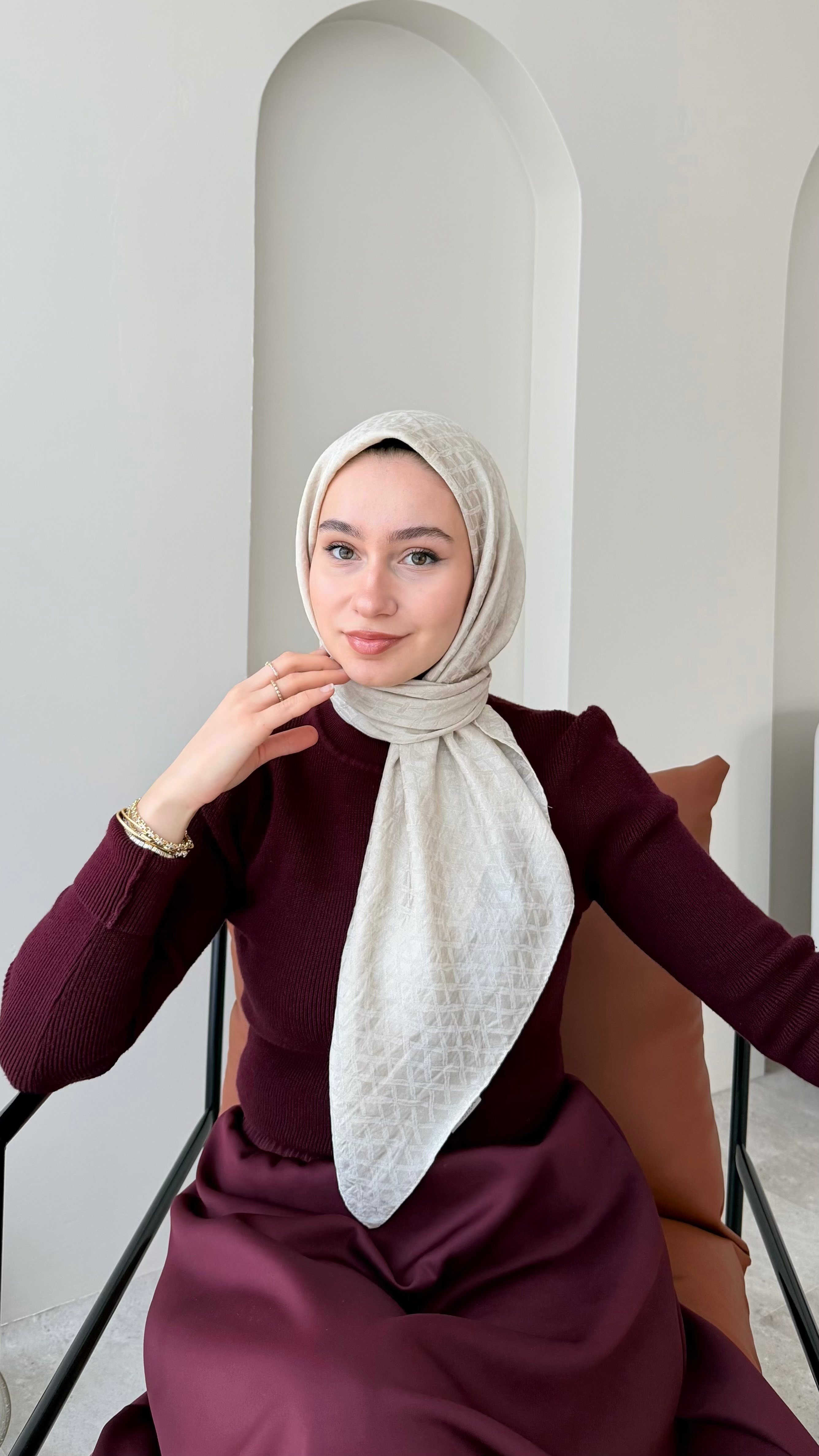 Parla Pamuk Jakar Eşarp - Bej