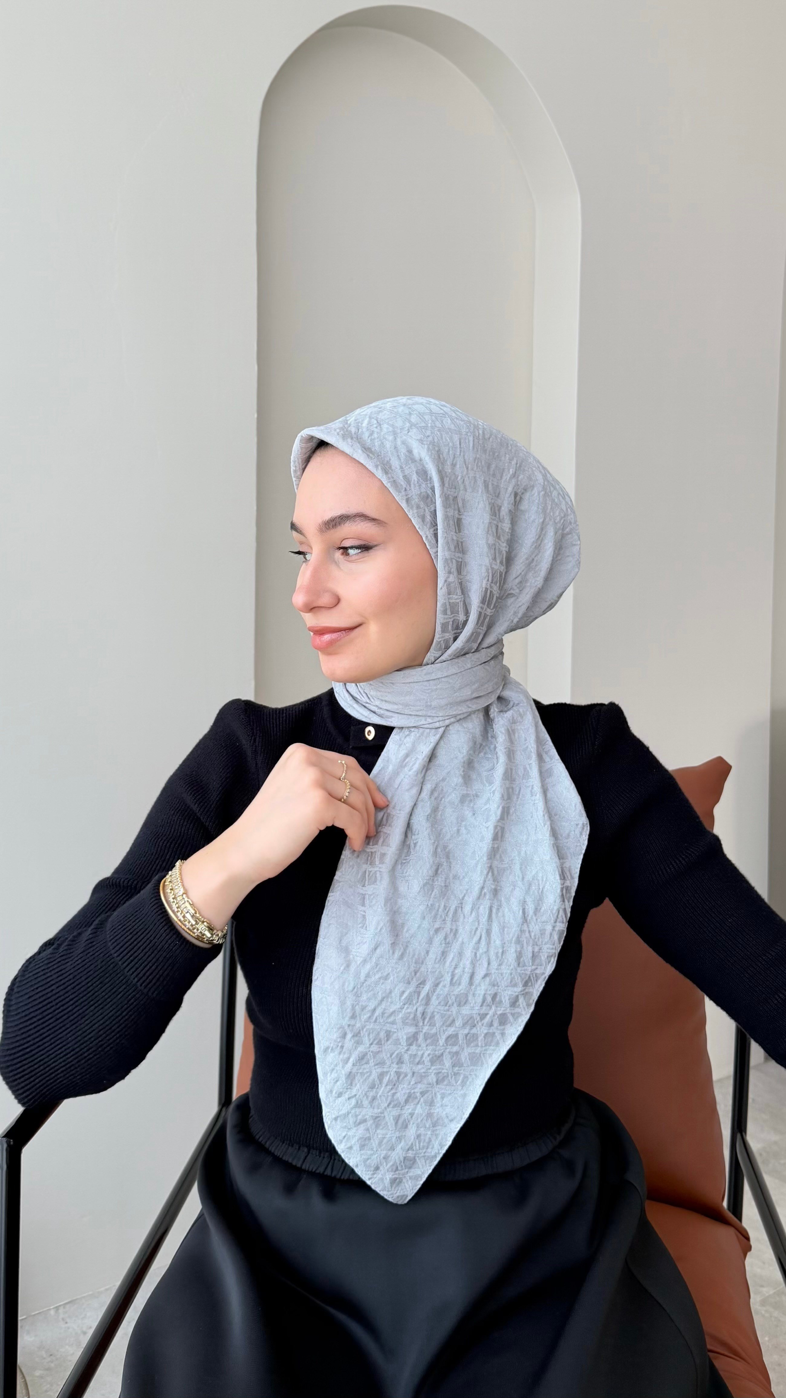 Parla Pamuk Jakar Eşarp - Gümüş