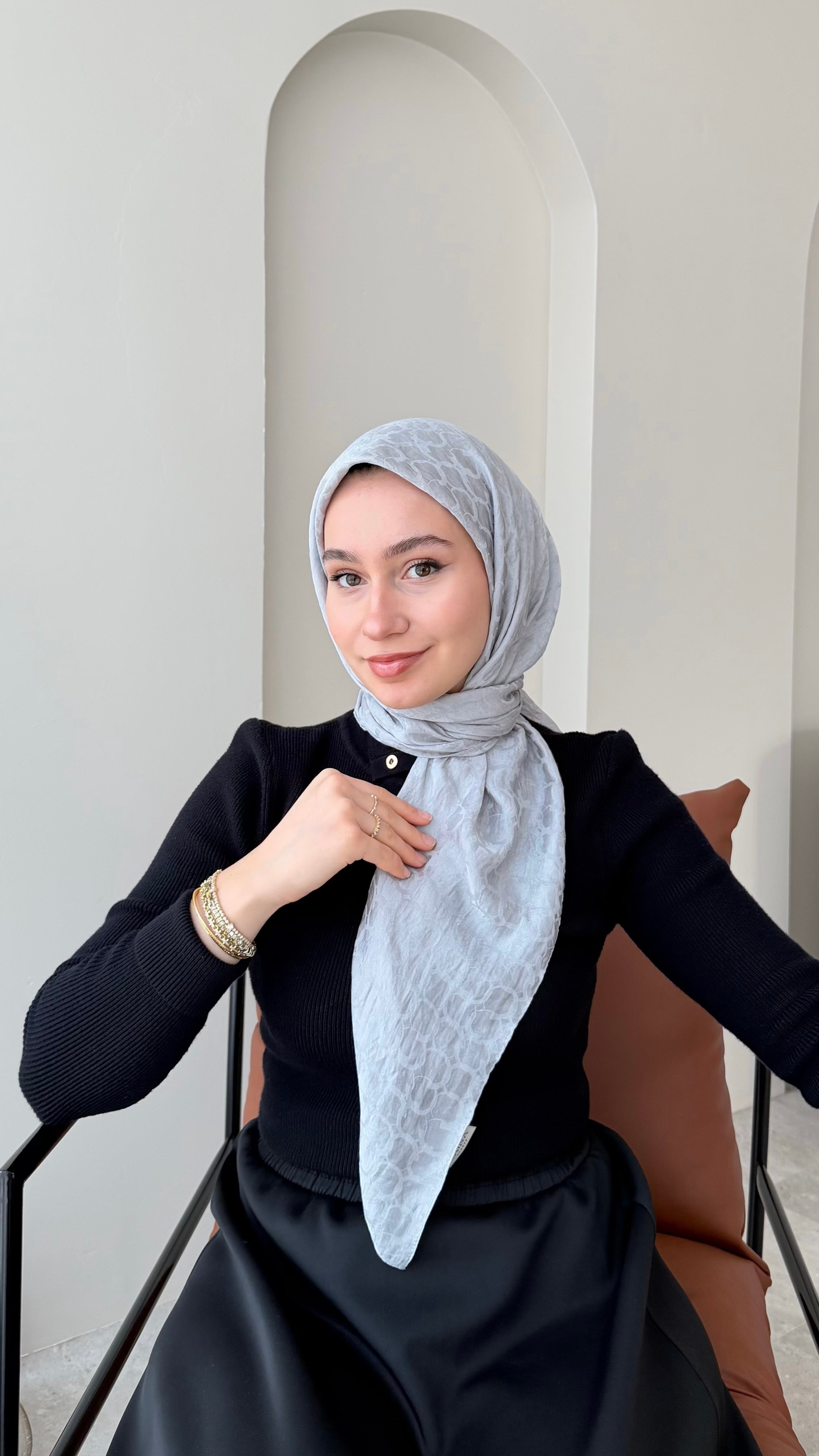 Parla Pamuk Jakar Eşarp - Gümüş