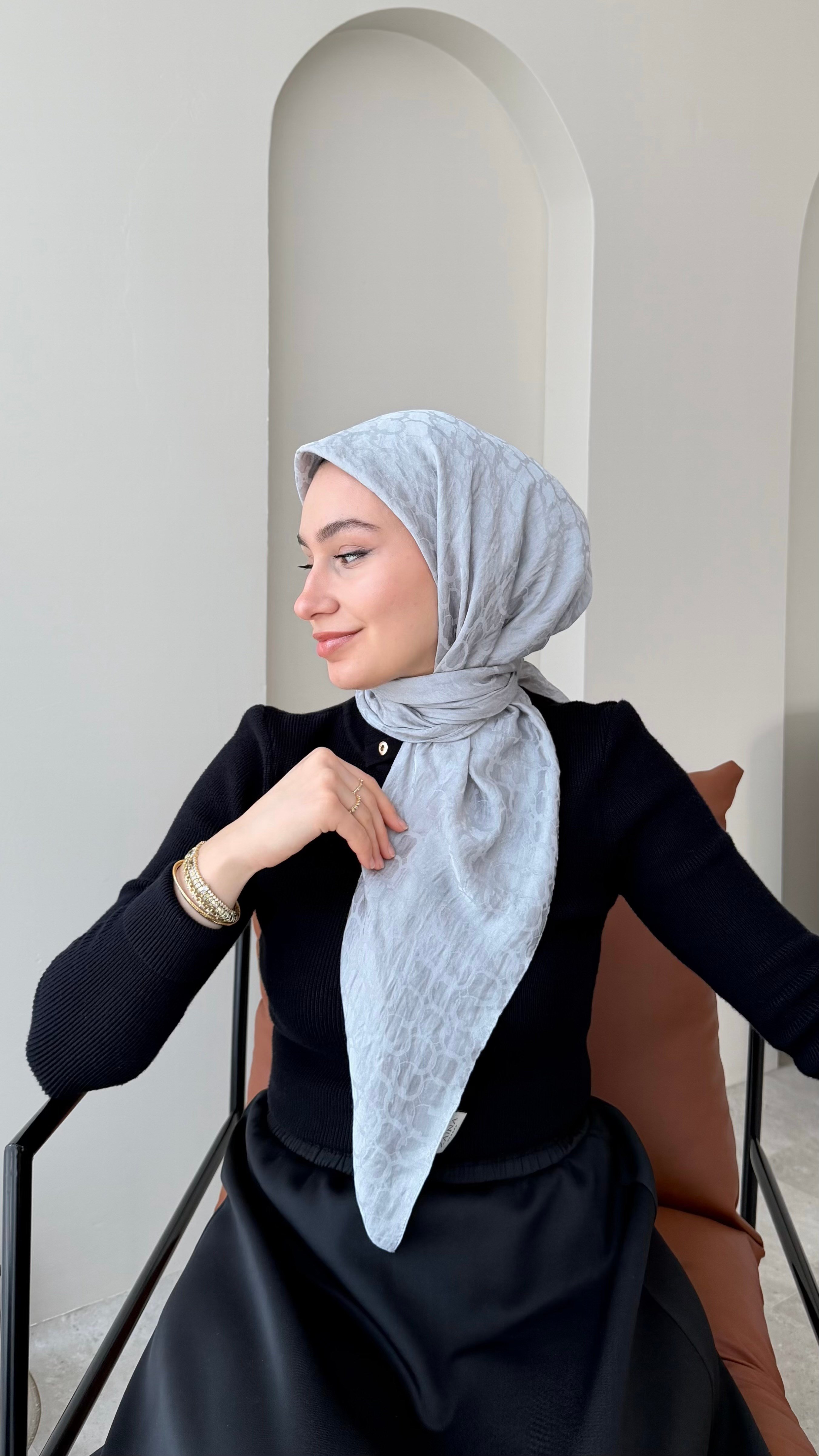 Parla Pamuk Jakar Eşarp - Gümüş