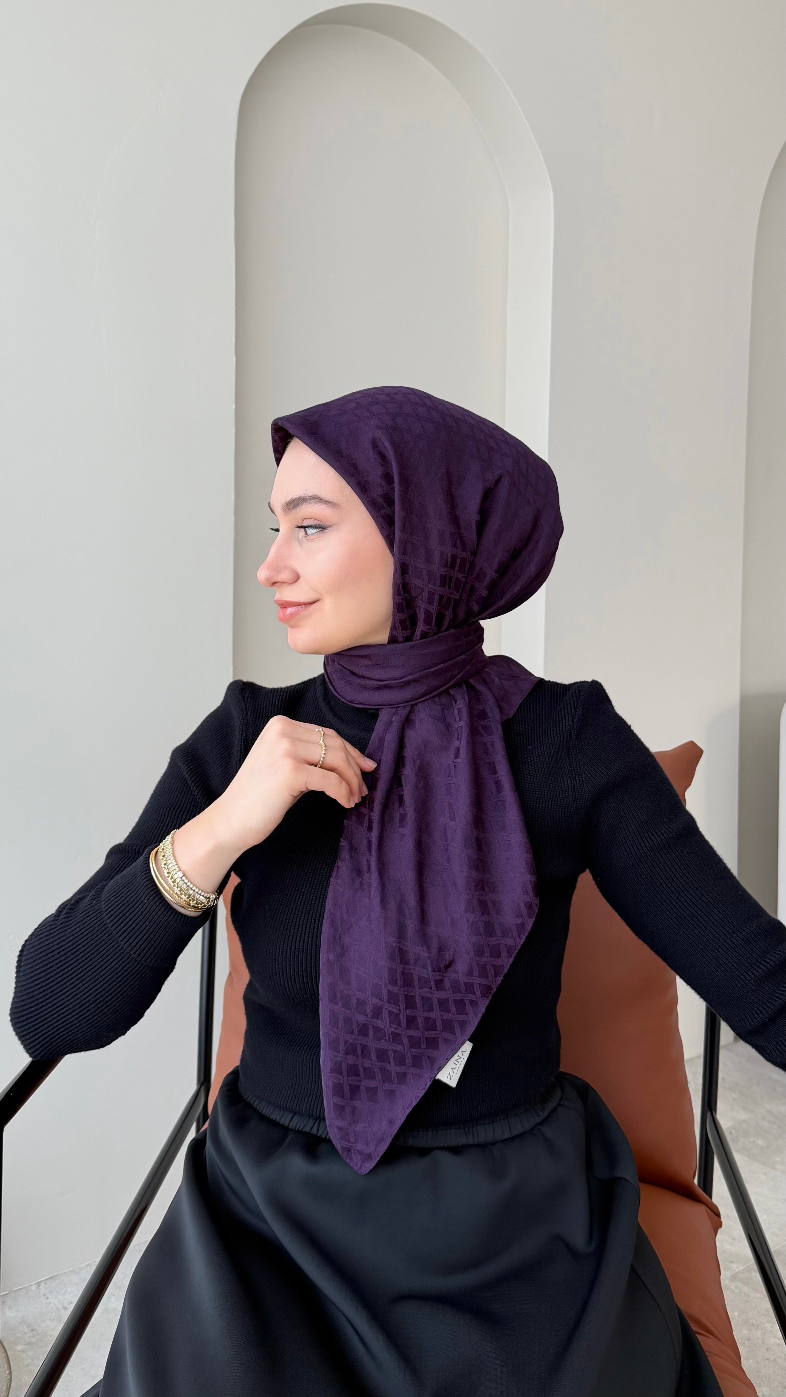 Parla Pamuk Jakar Eşarp - Mor