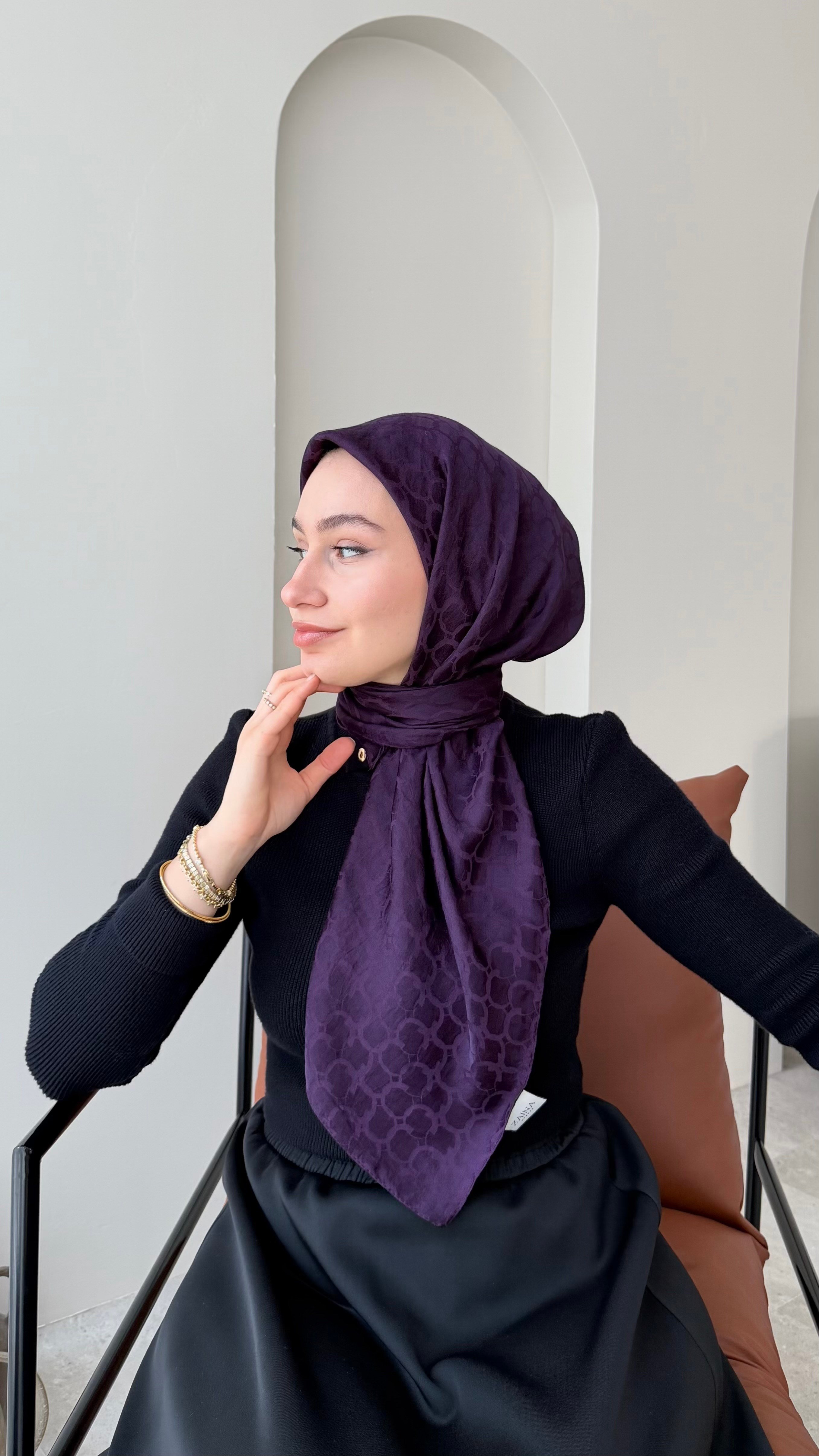 Parla Pamuk Jakar Eşarp - Mor