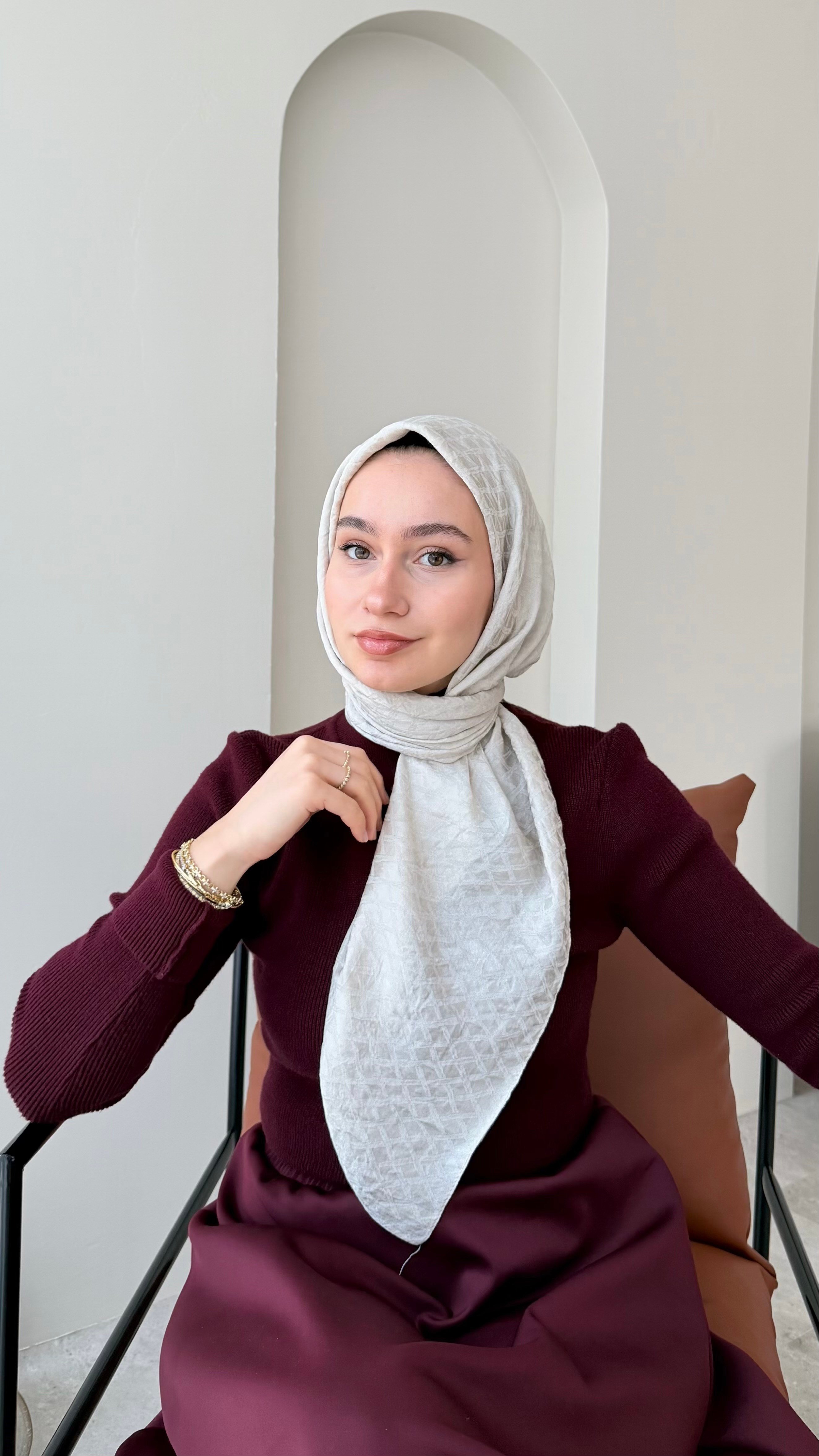 Parla Pamuk Jakar Eşarp - Taş