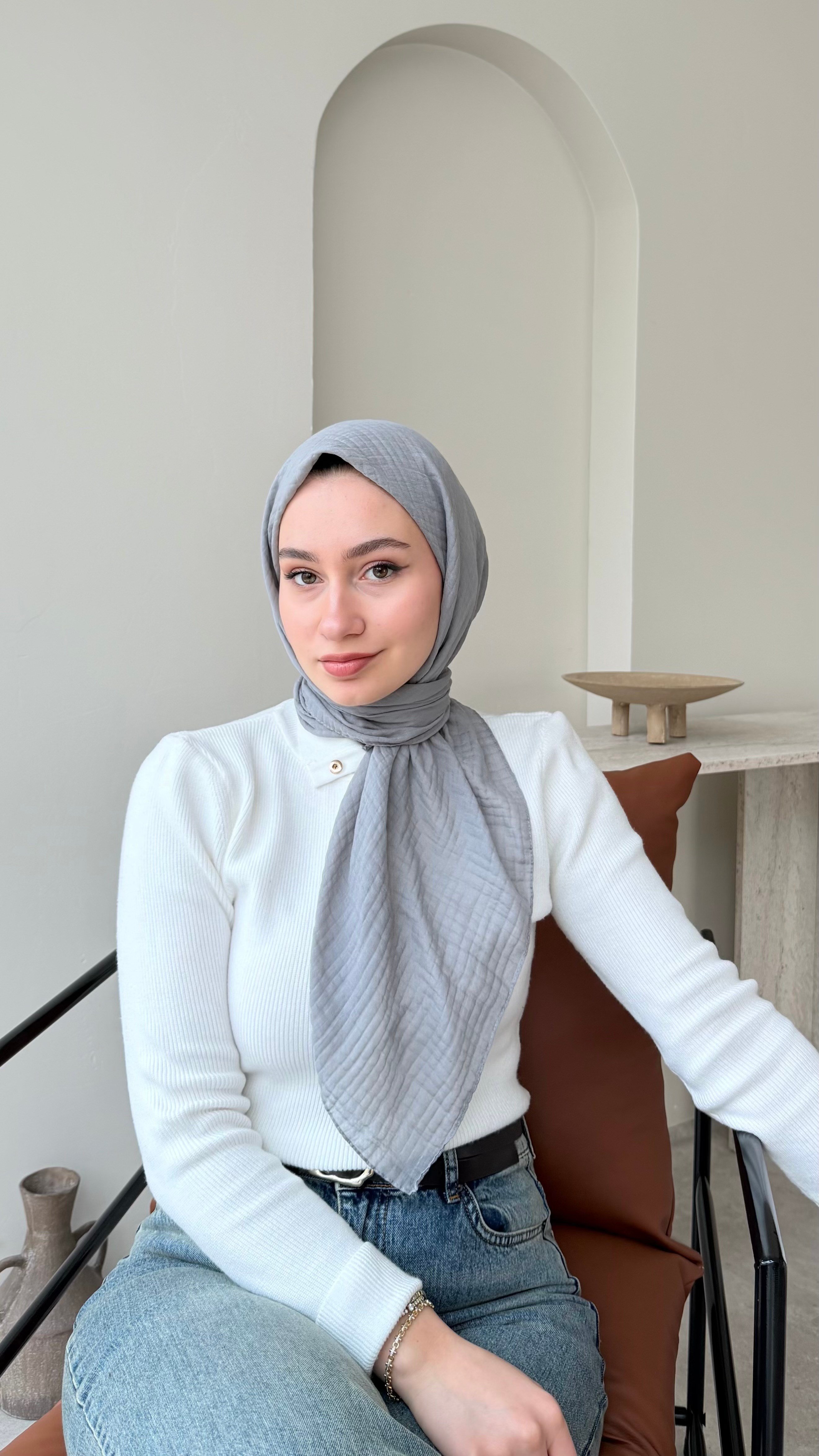 Perla Müslin Eşarp - Gri