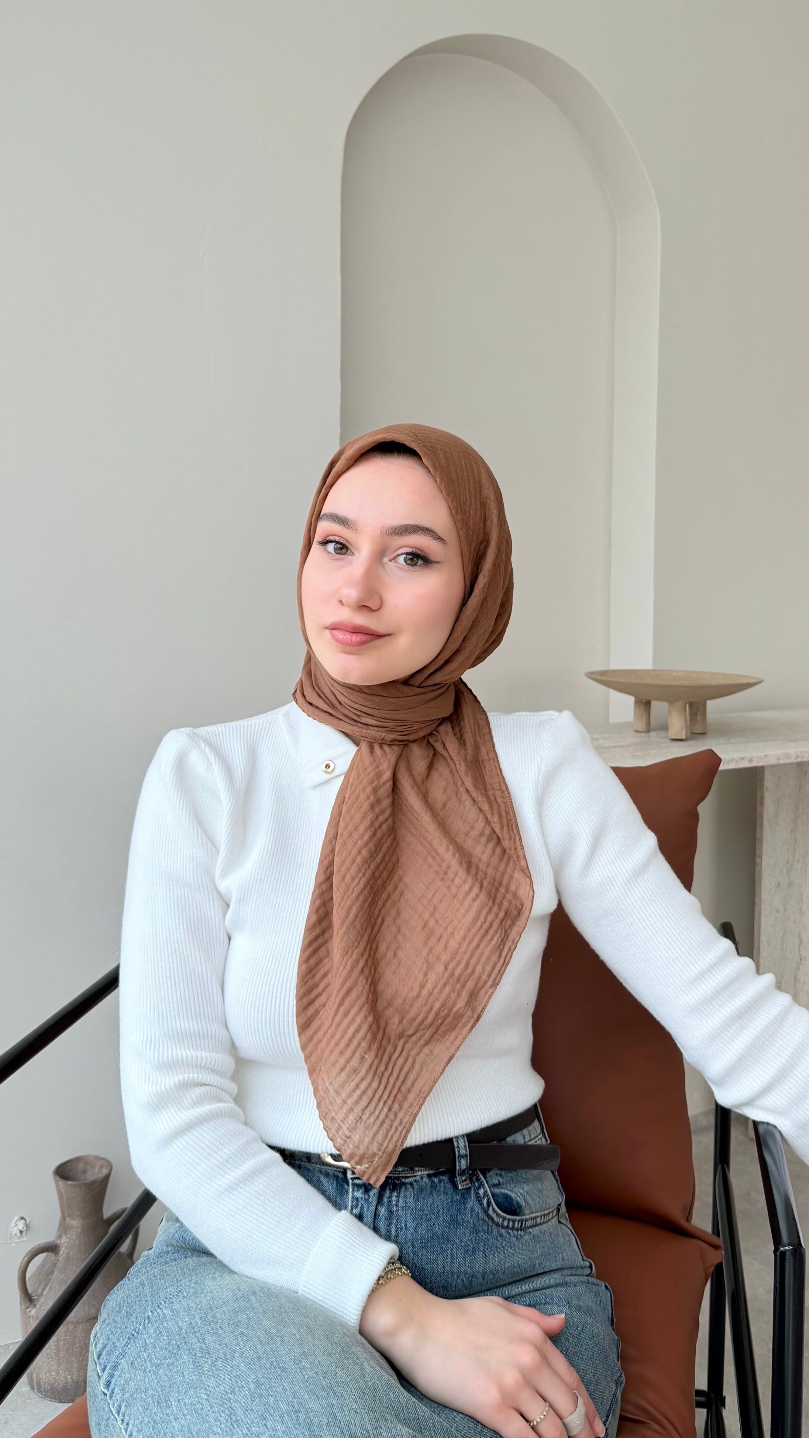 Perla Müslin Eşarp - Kahve