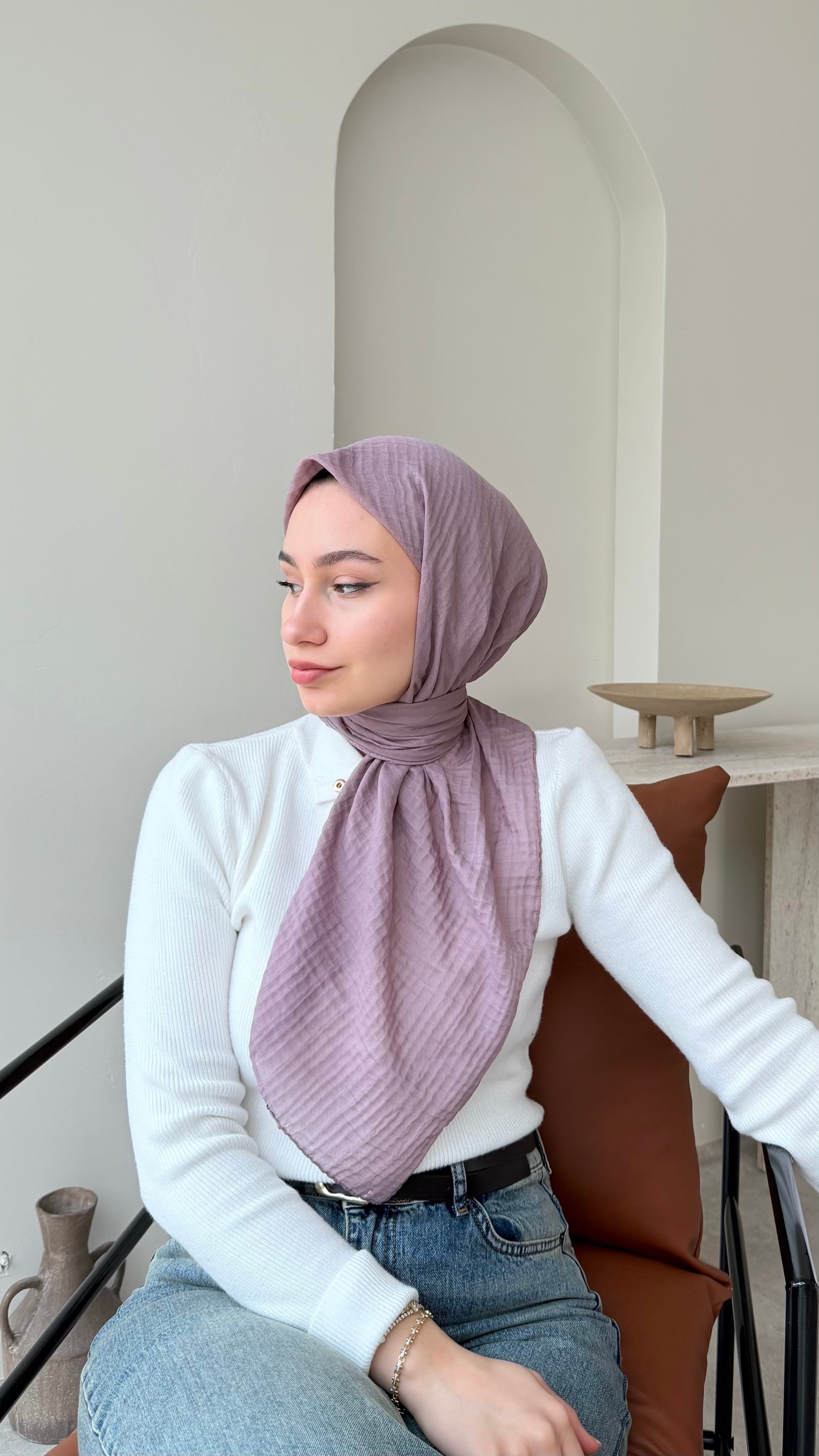 Perla Müslin Eşarp - Lila