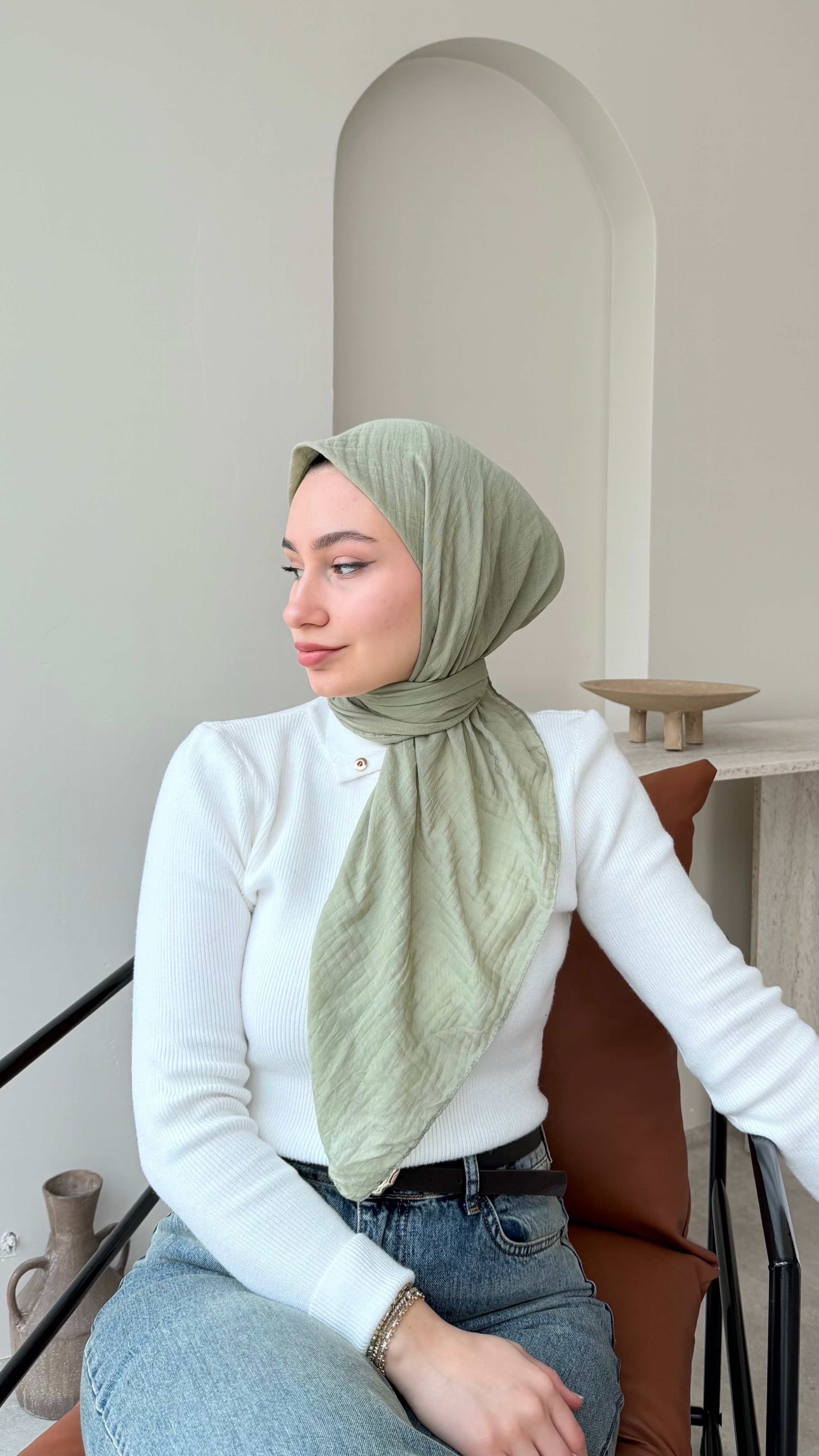 Perla Müslin Eşarp - Su Yeşili