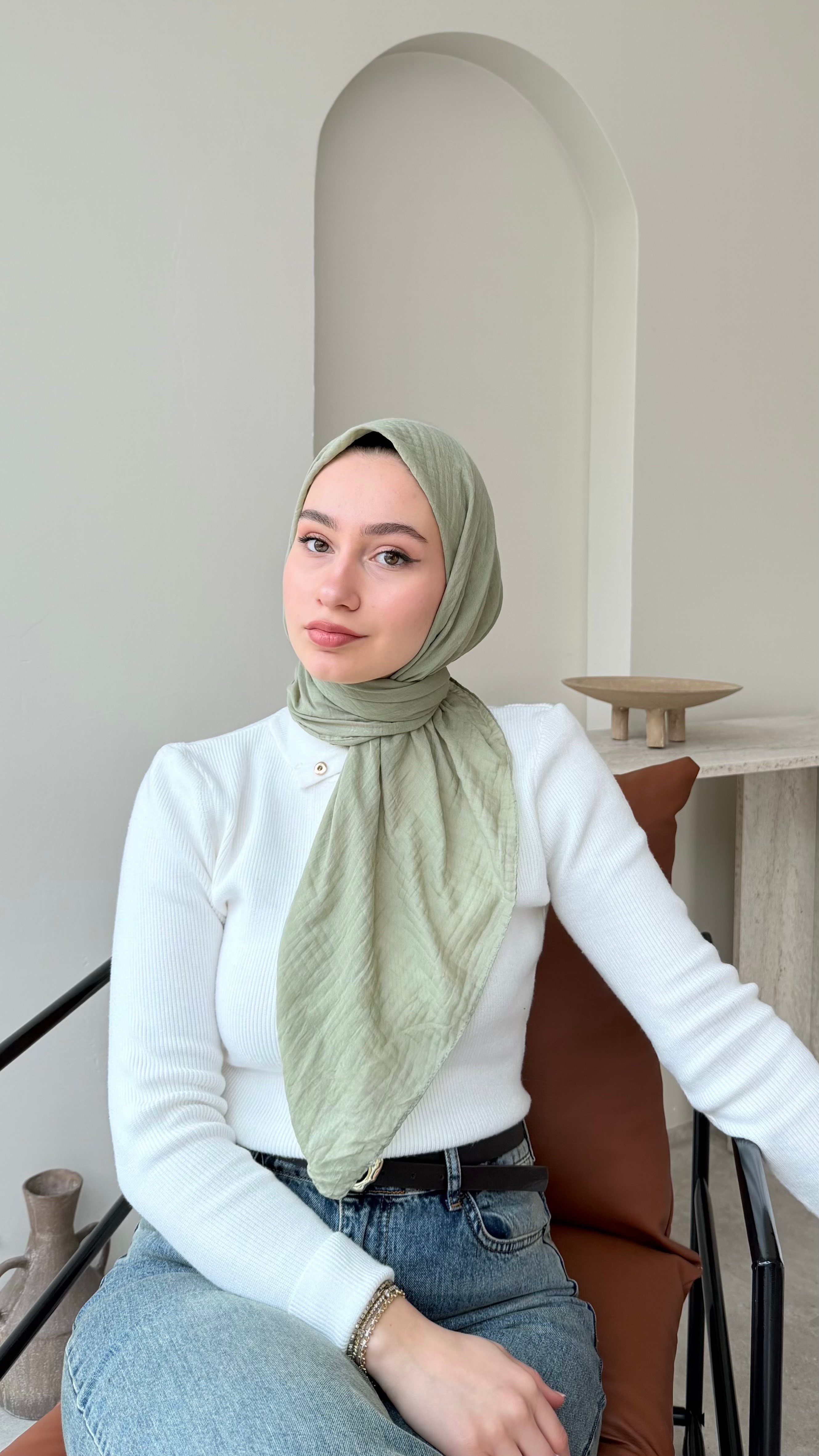 Perla Müslin Eşarp - Su Yeşili