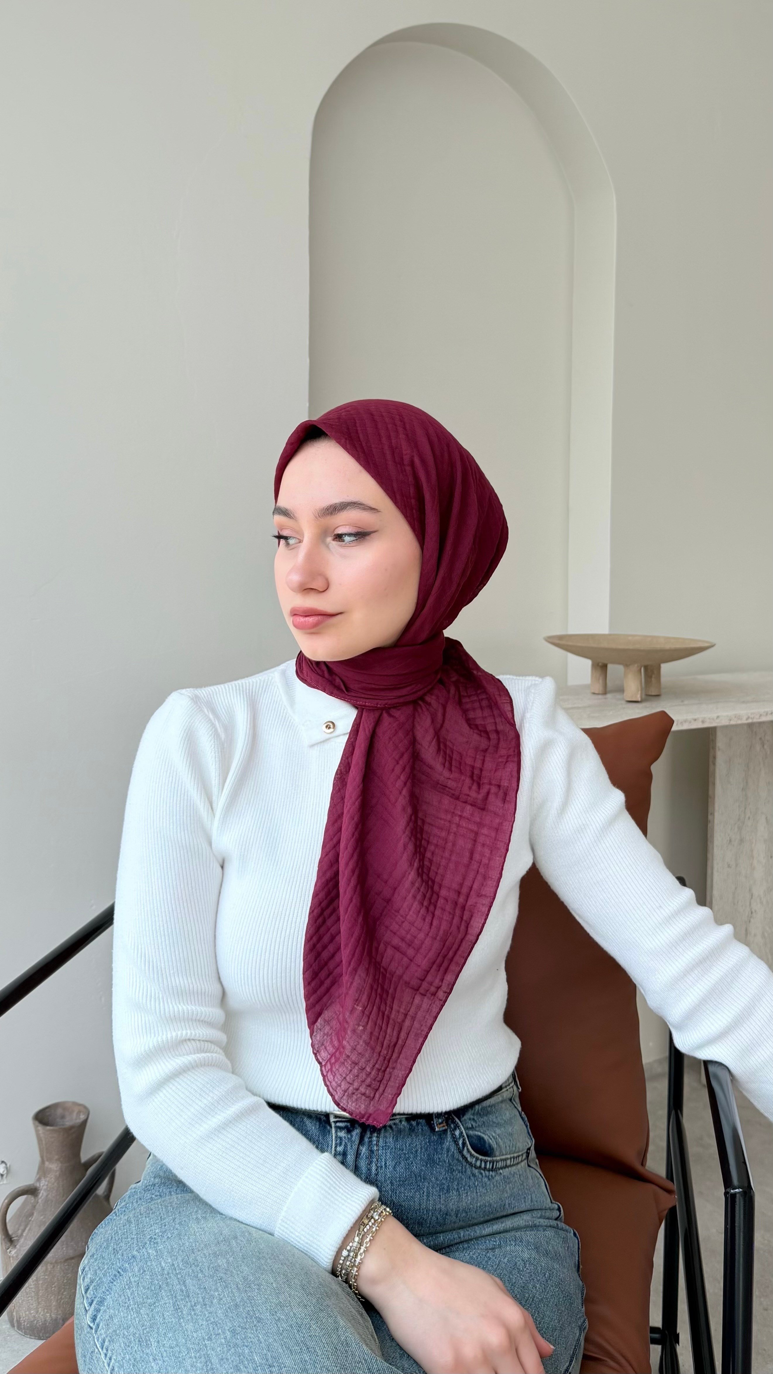 Perla  Müslin Eşarp - Vişne Çürüğü