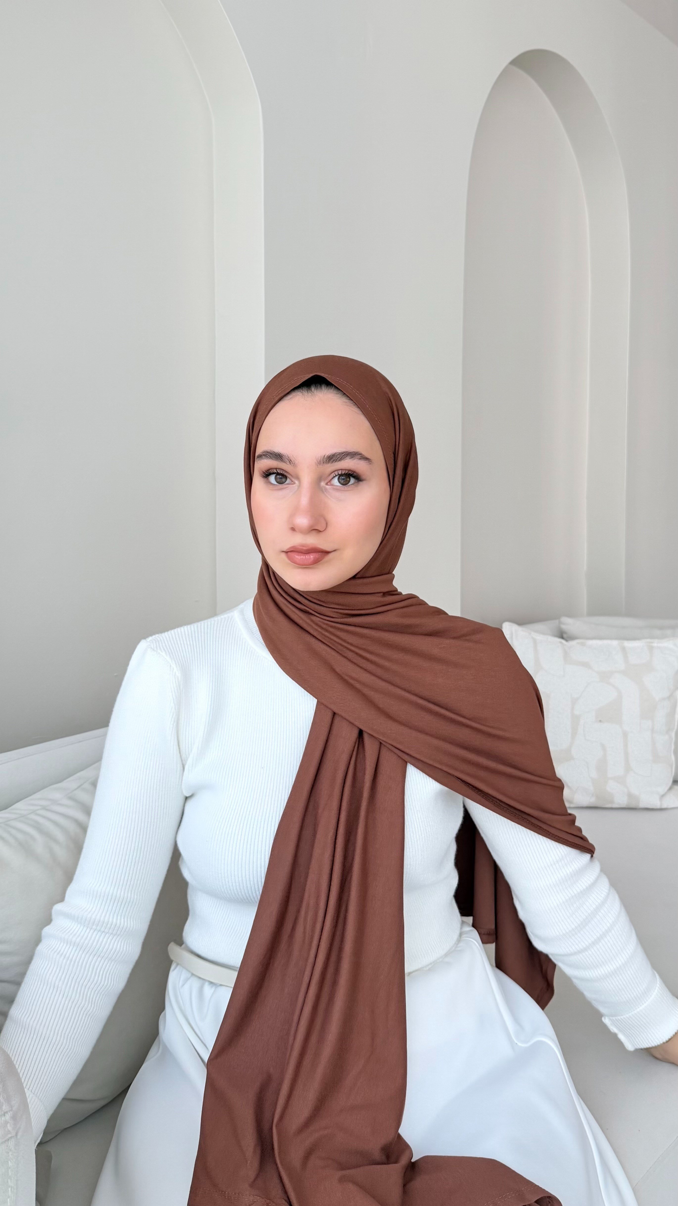 Premium Penye Şal - Kızılkahve