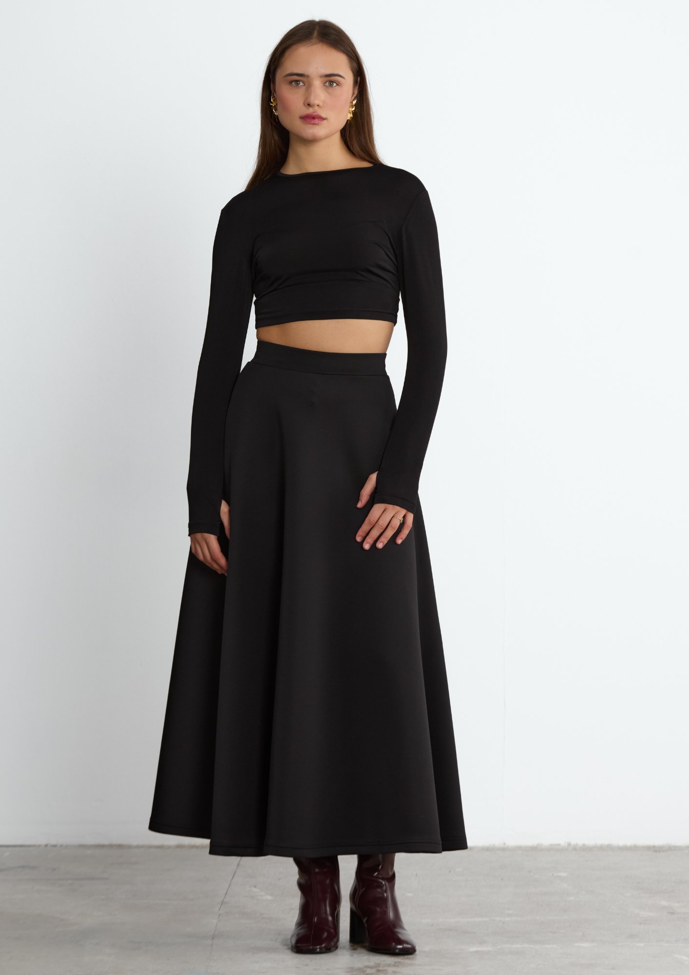 Siyah Kael Crop Bluz