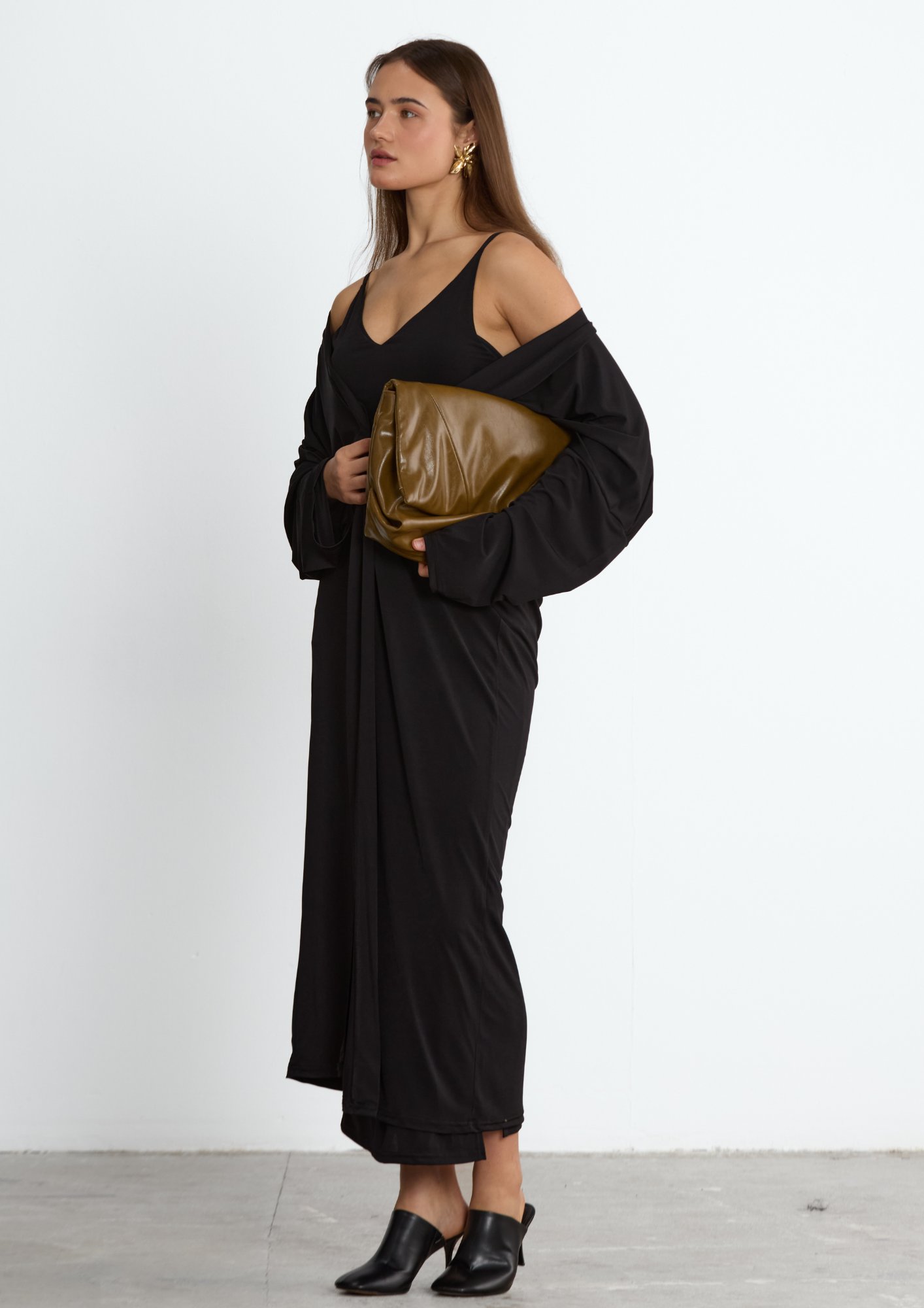 Siyah Liora İkili Set – Elbise & Cape