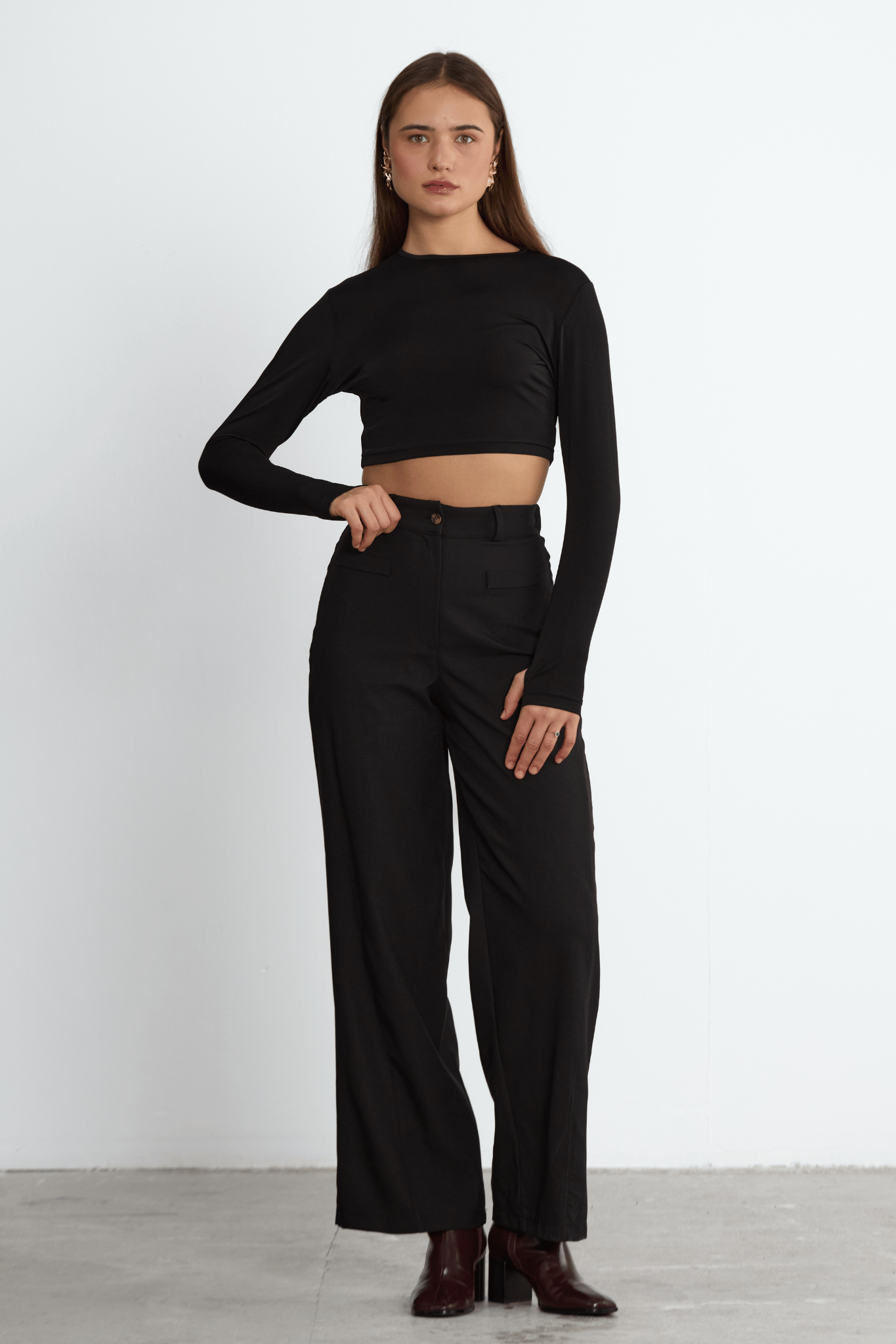 Siyah Reign Boru Paça Casual Pantolon