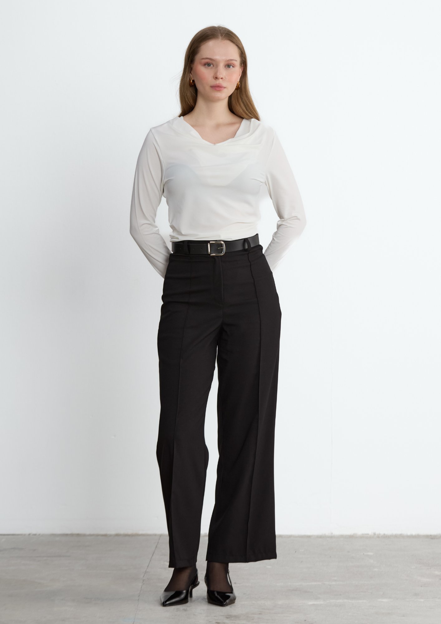 Siyah Reign Boru Paça Casual Pantolon
