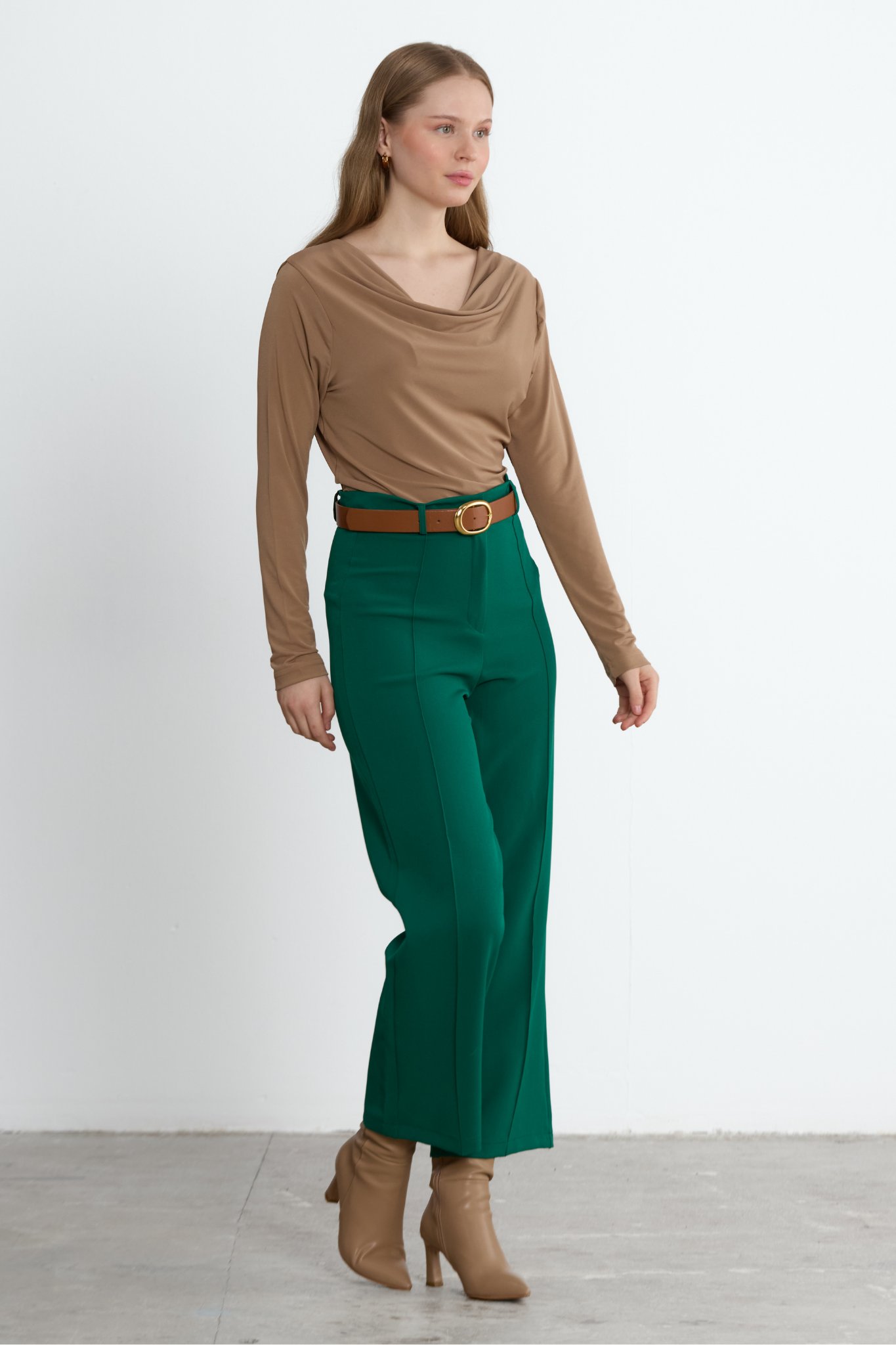 Yeşil Reign Boru Paça Casual Pantolon