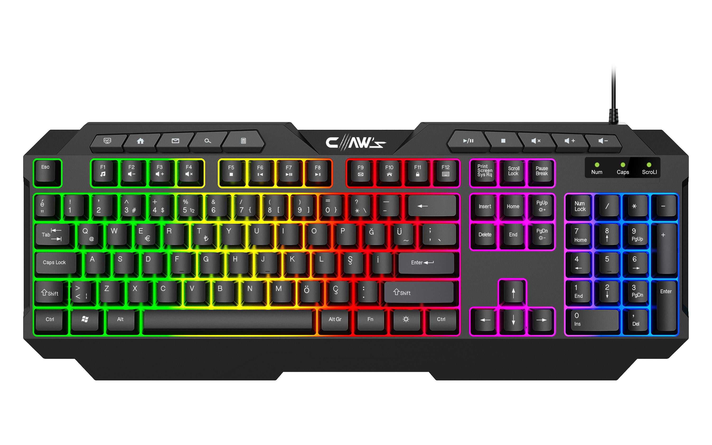 Astral K1 Rainbow Işıklandırmalı 104+10 Multimedya Tuşlu Full Set Dizilim Membran Gaming Oyuncu Klavyesi
