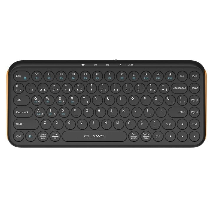 Claw's Orvia Air Kablosuz Klavye - Şık Yuvarlak Tuş Takımı, Dual-Mode (2.4GHz + Çift Bluetooth), 500mAh Şarj Edilebilir Batarya, Windows, MacOS, iOS ve HarmonyOS Uyumlu Mini Ofis Klavyesi