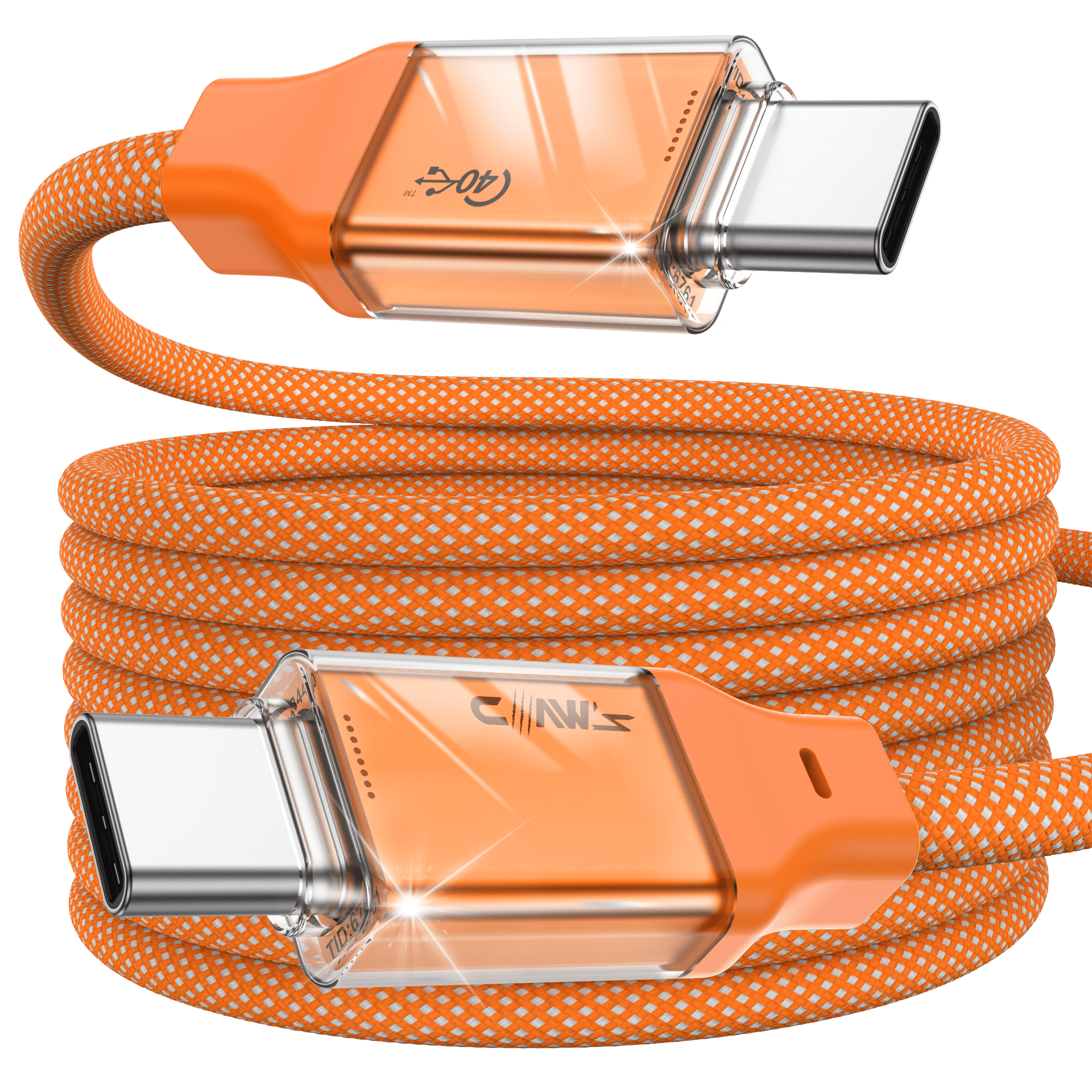 CLAW'S VOLTLİNK C240-D USB4.0 Silikon Örgülü Kablo - 240W (48V/5A) Ultra Hızlı Şarj, 40Gbps Veri Transfer Hızı, 8K 60Hz Görüntü ve Ses Aktarımı, Type-C Thunderbolt 3/4 Uyumlu Esnek Dönüştürücü Adaptör Kablosu