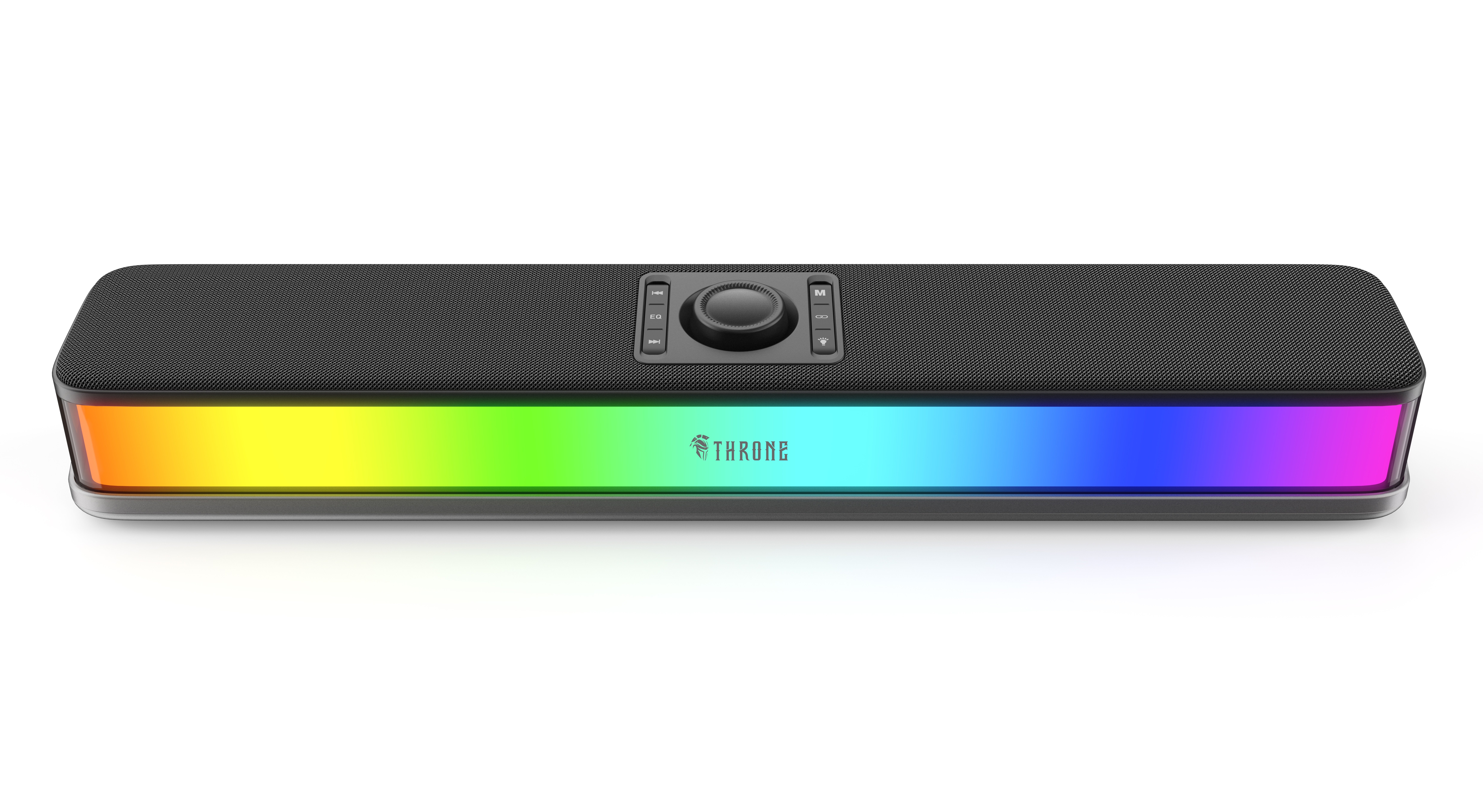 Throne Harmony RGB Işıklı Kablosuz Soundbar Hoparlör - Bluetooth 5.4, 3 Farklı EQ Modu (Oyun/Müzik/Sinema), 14W Stereo Ses Gücü, TWS Destekli, Şarj Edilebilir Type-C Masaüstü Soundbar - Siyah   