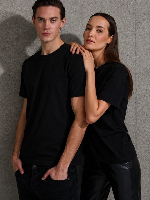 Unisex Kısa Kollu Bisiklet Yaka Basic Viskon Bluz