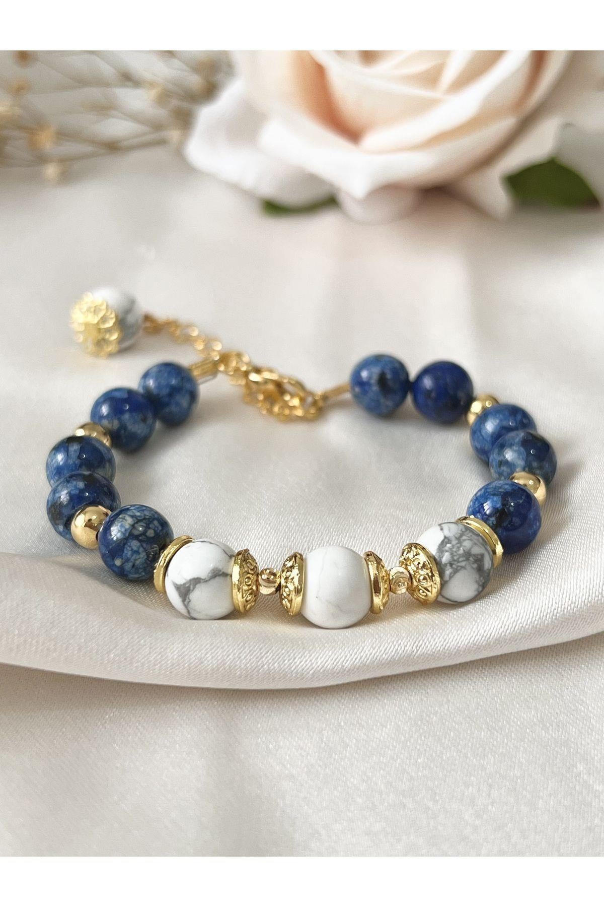 Sertifikalı Doğal Taş Gerçek Lapis Lazuli Bileklik, Gerçek Lapis Lazuli Doğal Taş Bileklik