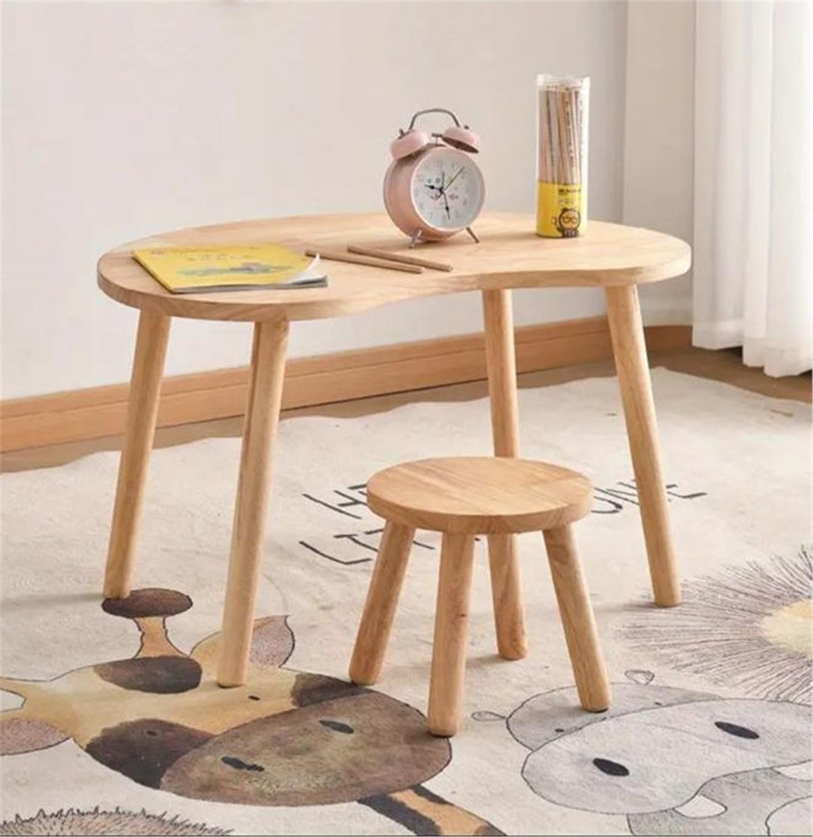 Erguliya Montessori Oval Masif Ahşap Masa Sandalye