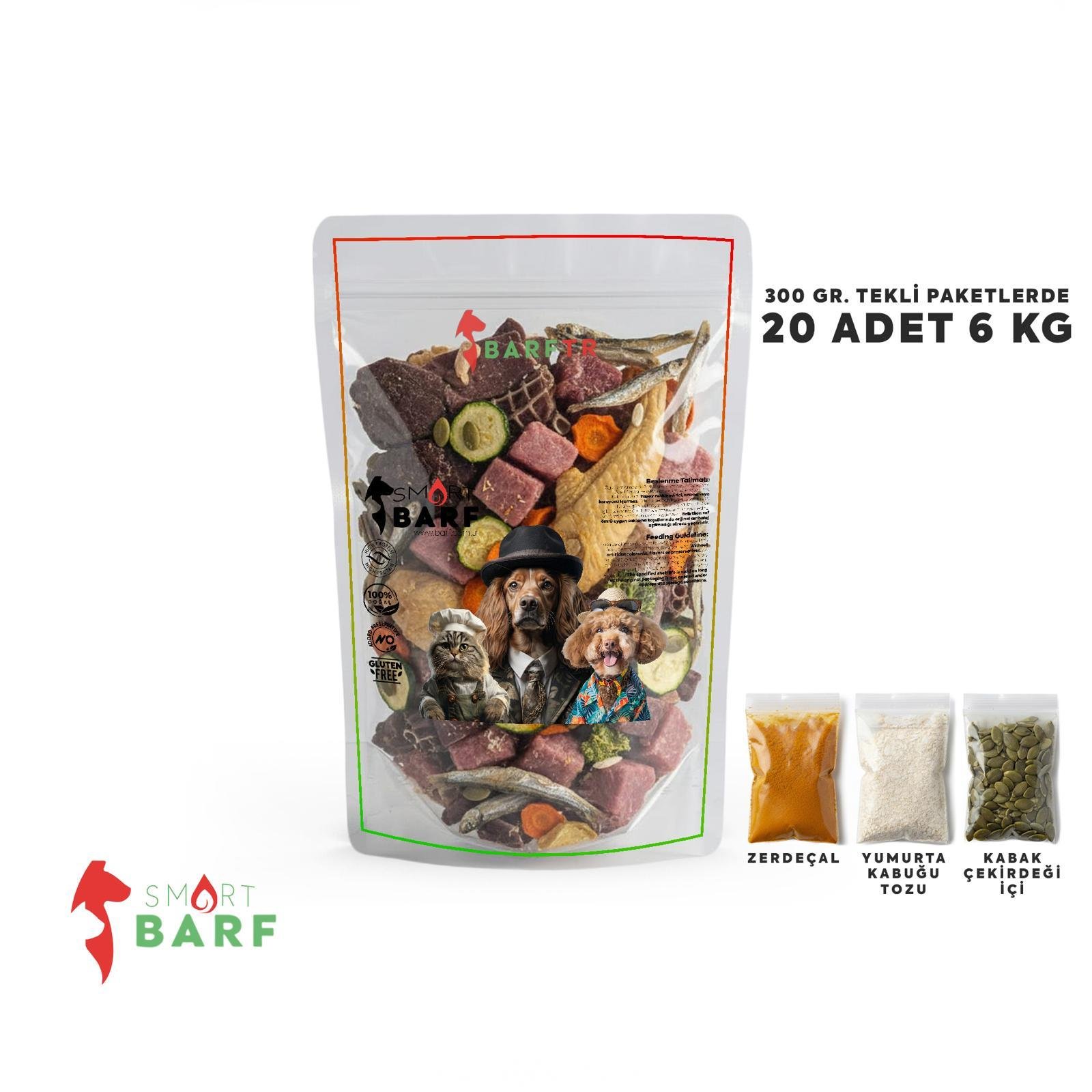Smart Barf Köpek Maması 300 gram Tekli Ambalajlarda 20 Adet 6 Kg