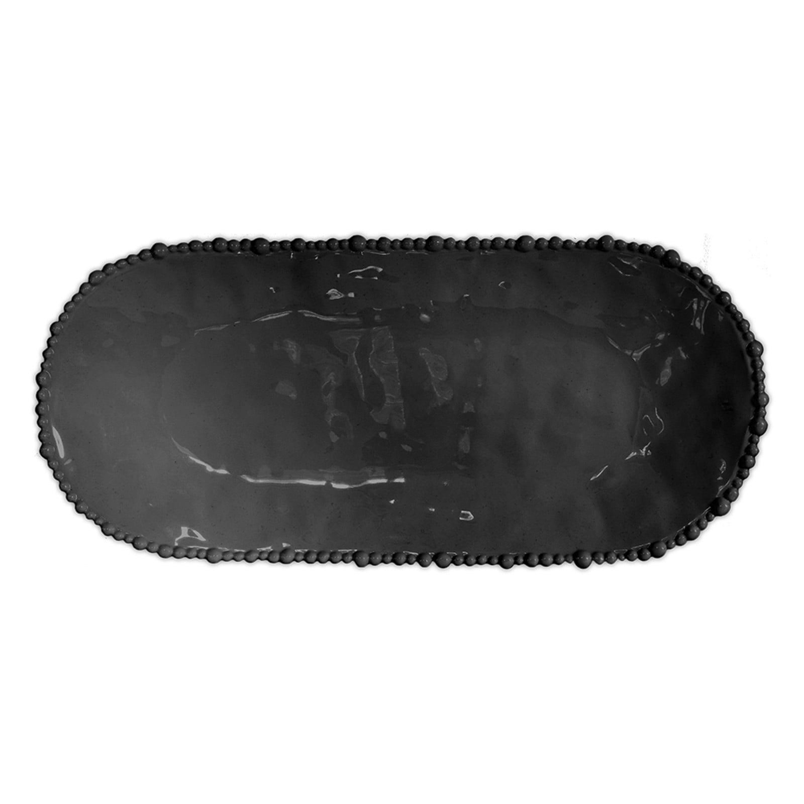  Baci Milano Joke Table Kitchen Melamin Oval Servis Tabağı 24 cm x 53 cm Siyah 