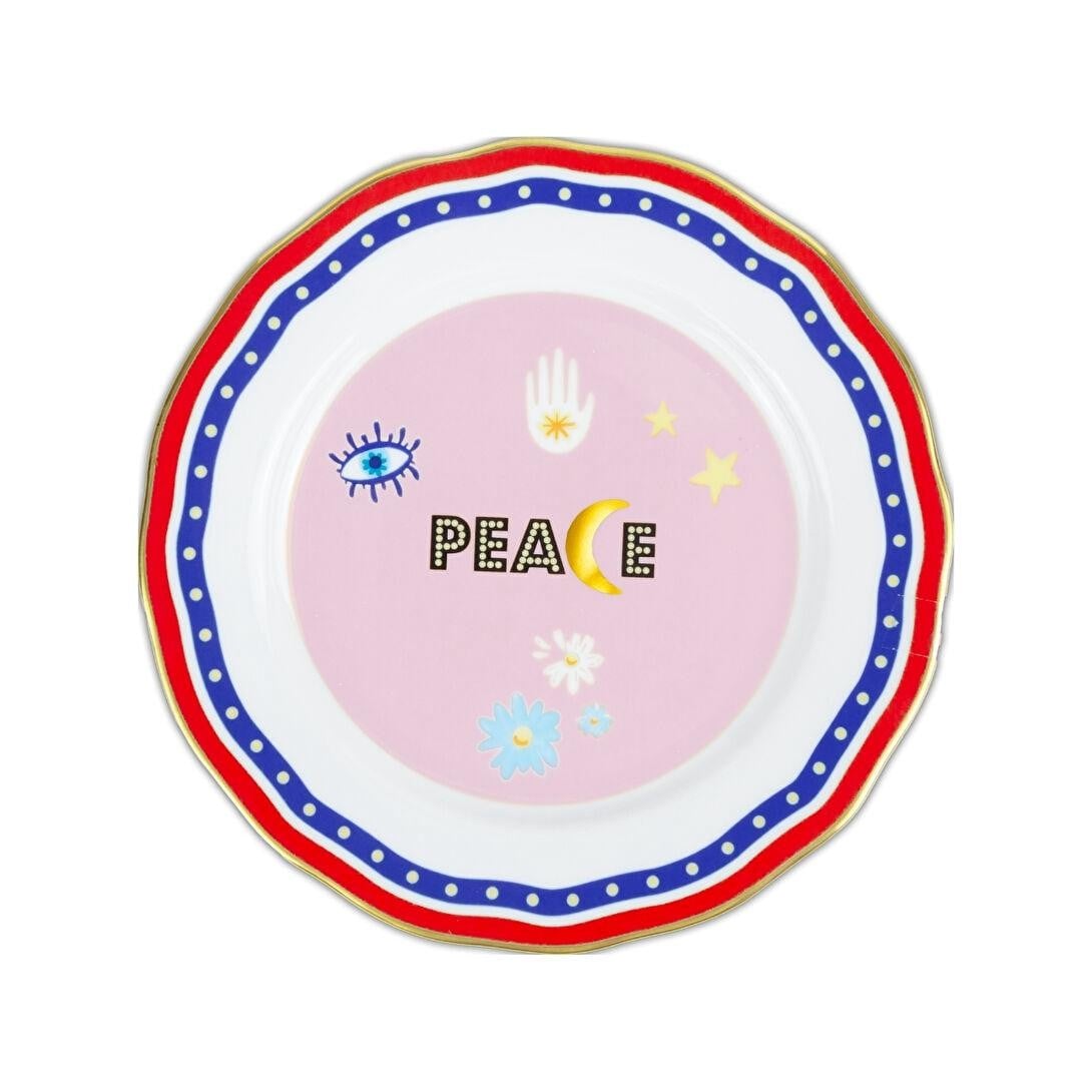  Baci Milano Mamma Mia Peace Yazılı Tabak 22 cm