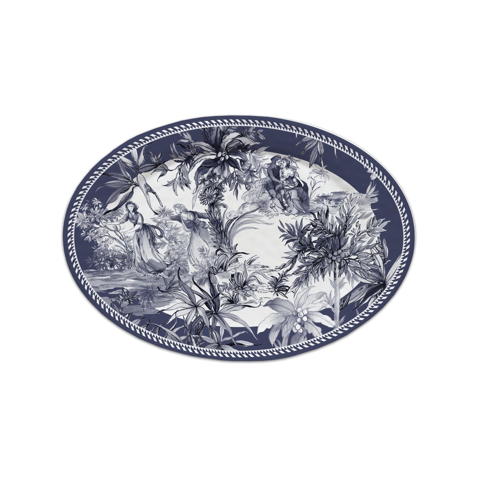  Baci Milano Versailles Oval Melamin Servis Tabağı 50x35 cm Mavi