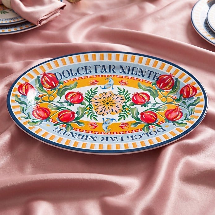 Baci Milano Dolce Far Niente Melamin Oval Servis / Tepsi 35 x 55 cm 