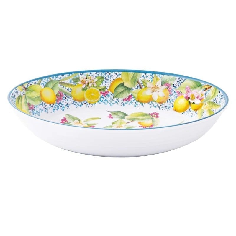 Easy Life ISCHIA Limon oval 33x23cm beyaz mavi sarı melamin salata kasesi